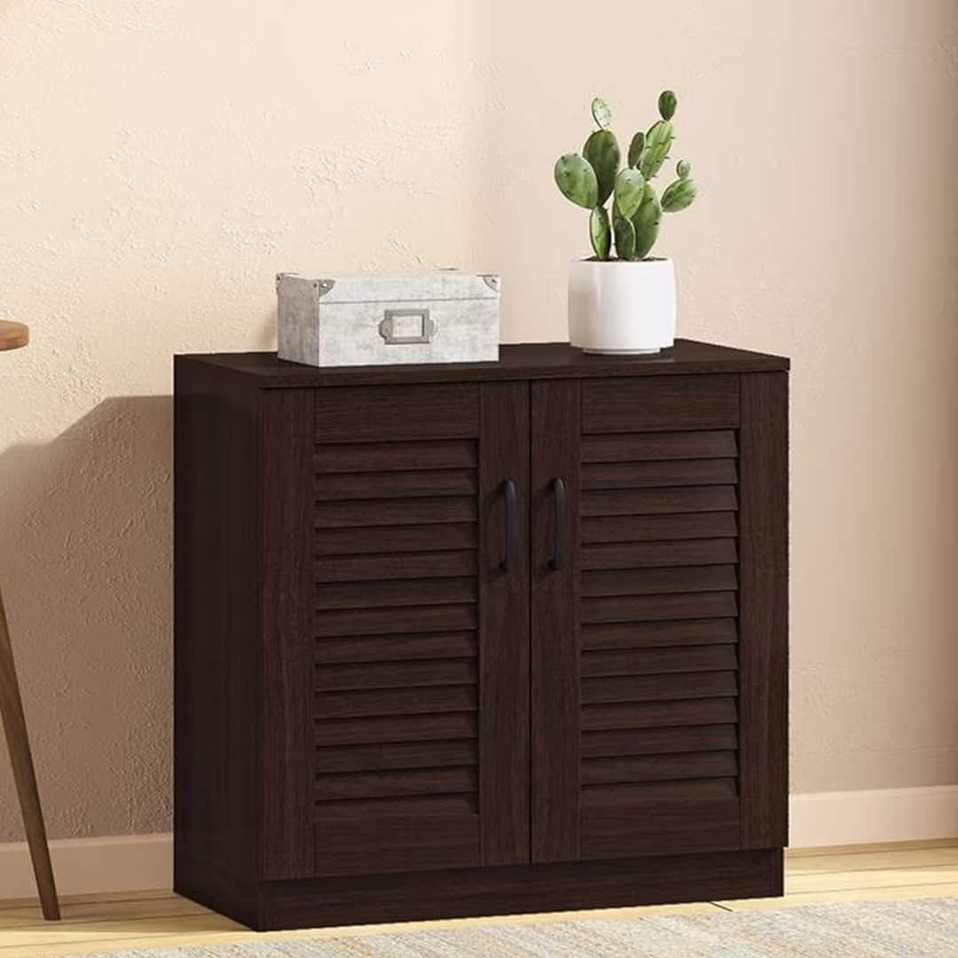 Bennis 9 Pair Shoe Rack in Dark Walnut Finish