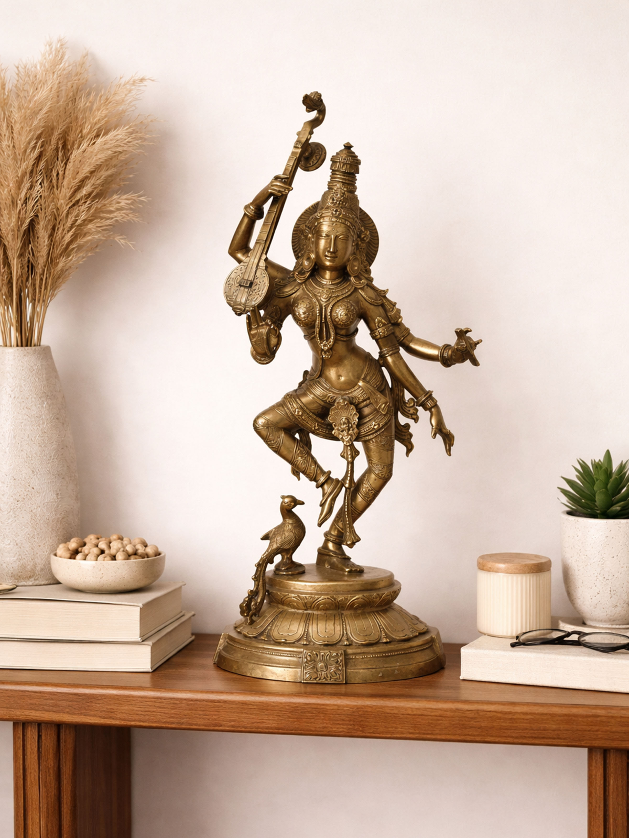 Bronze Cast Dancing Saraswati Idol