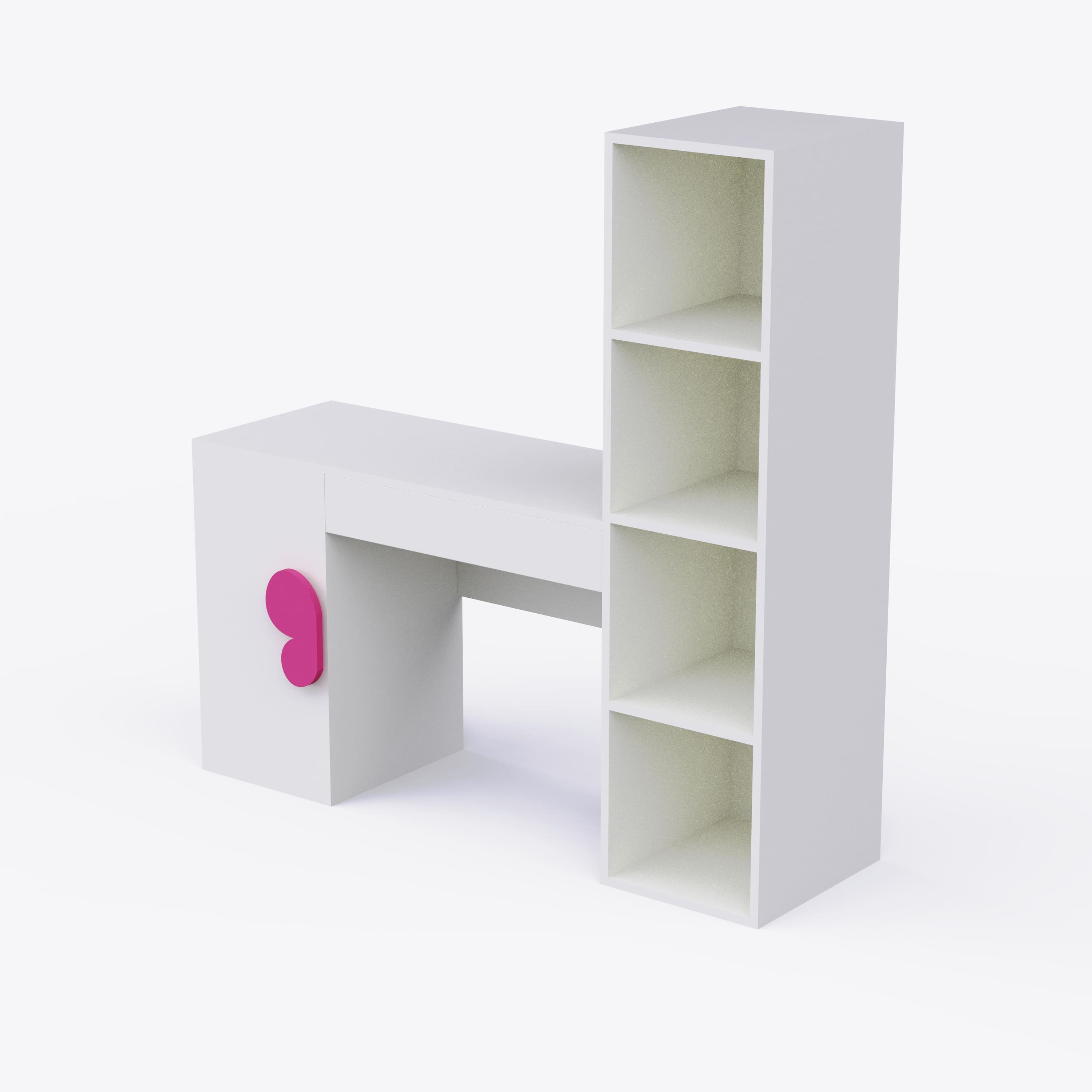 Joy Ride Study Table In White & Pink Colour