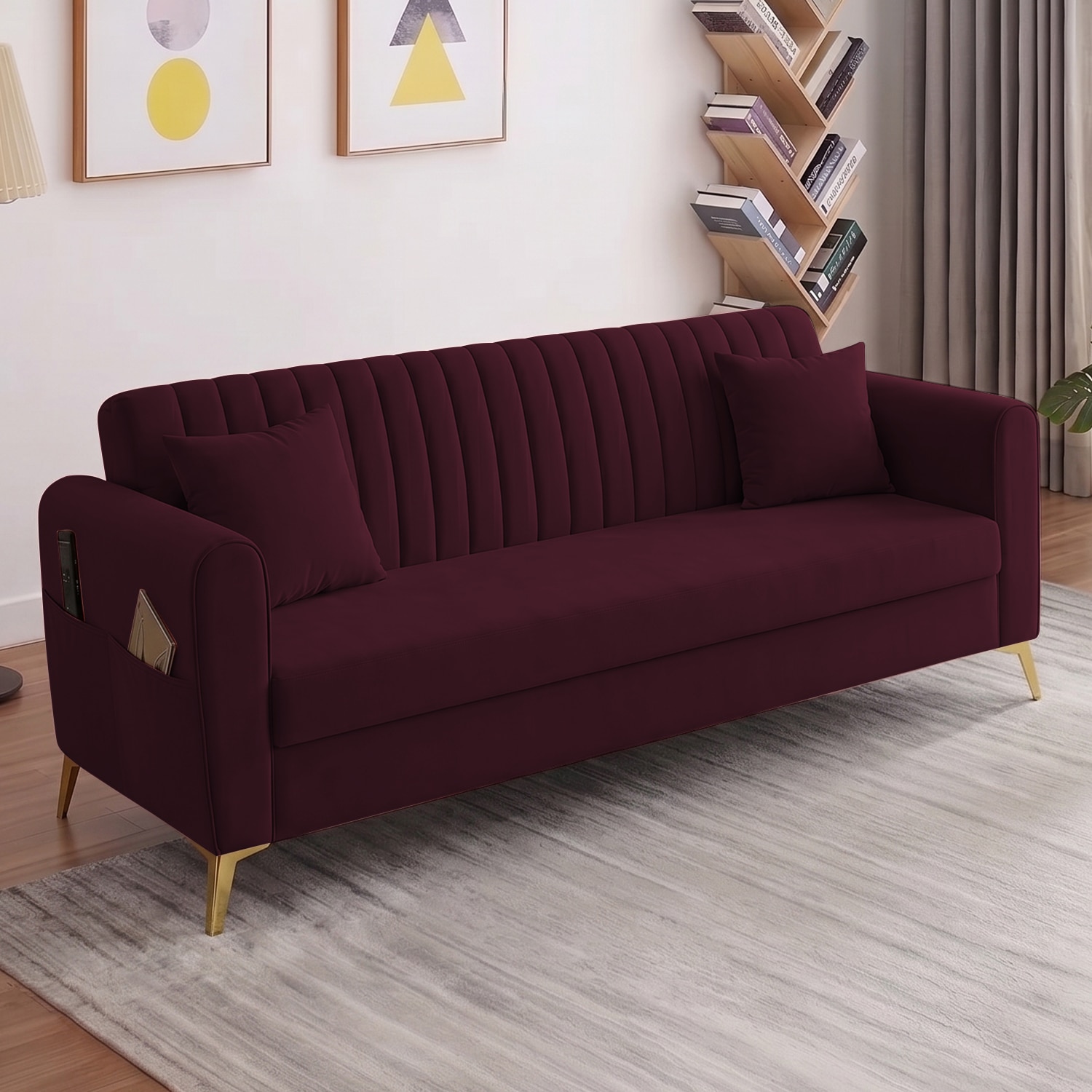Daraco Velvet 3 Seater Sofa in Red wine Color - Home Lifestylez