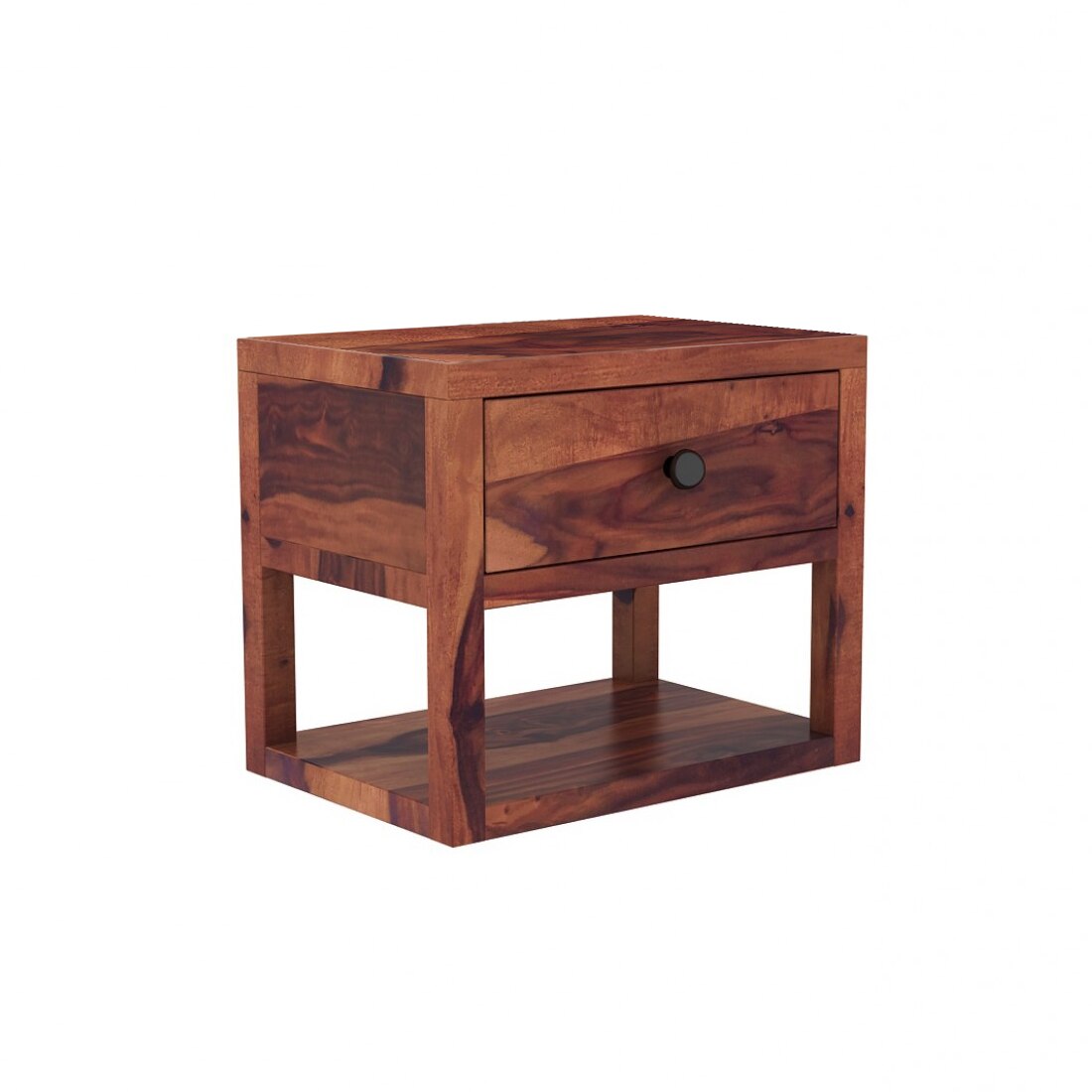 Stanfiled Solid Wood Bedside Table in Teak Finish