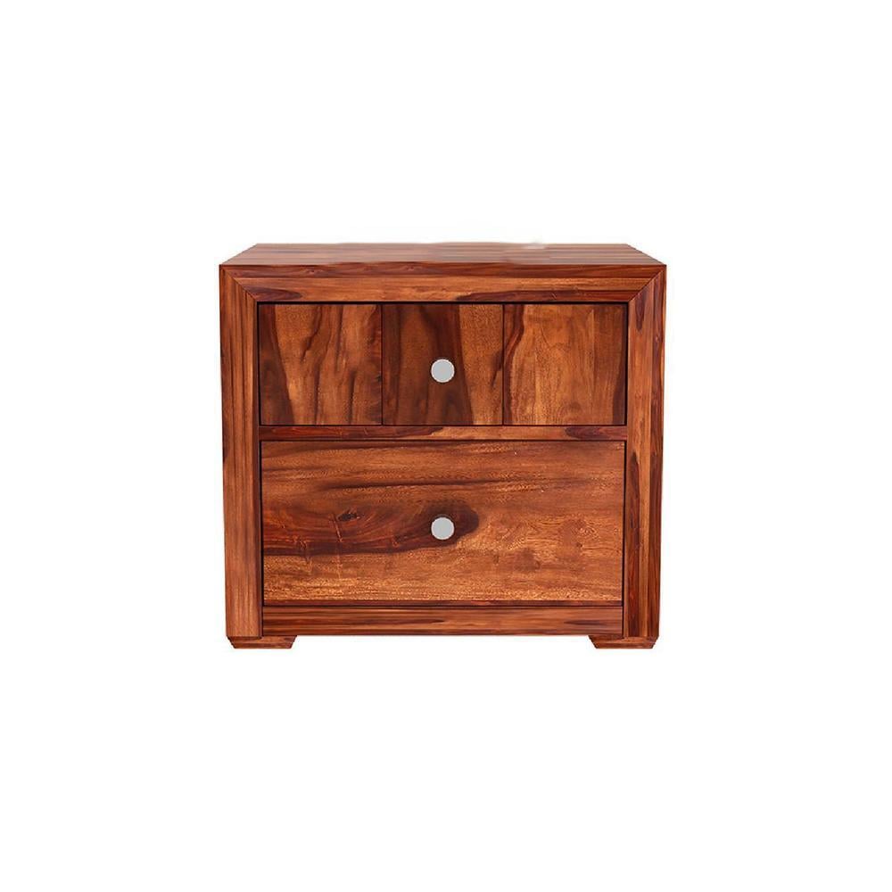 Titus Solid Wood Bedside Table in Honey finish
