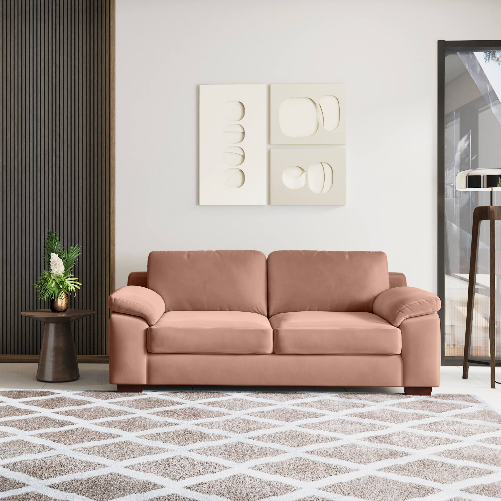 Esquel Premium 3 Seater Fabric Sofa in Mocha Mouse Velvet Colour