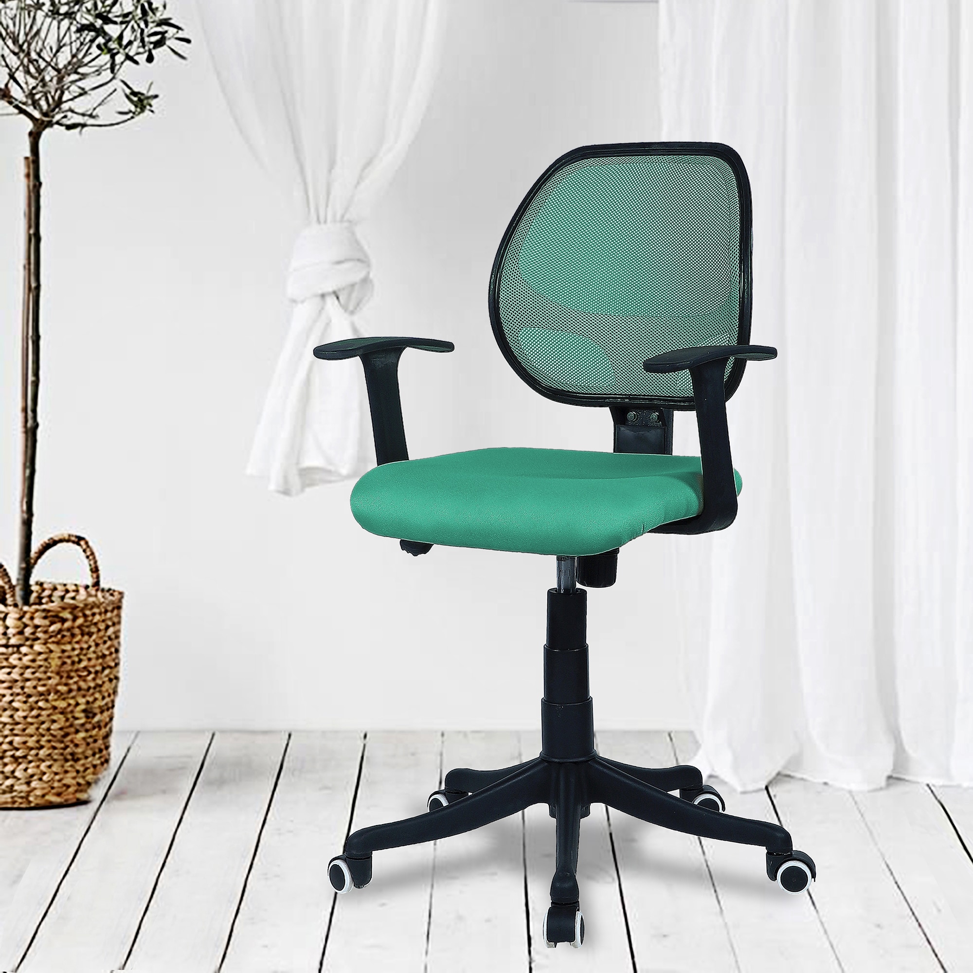 Jaazza Low Back Ergonomic Chair in Dark Green Colour