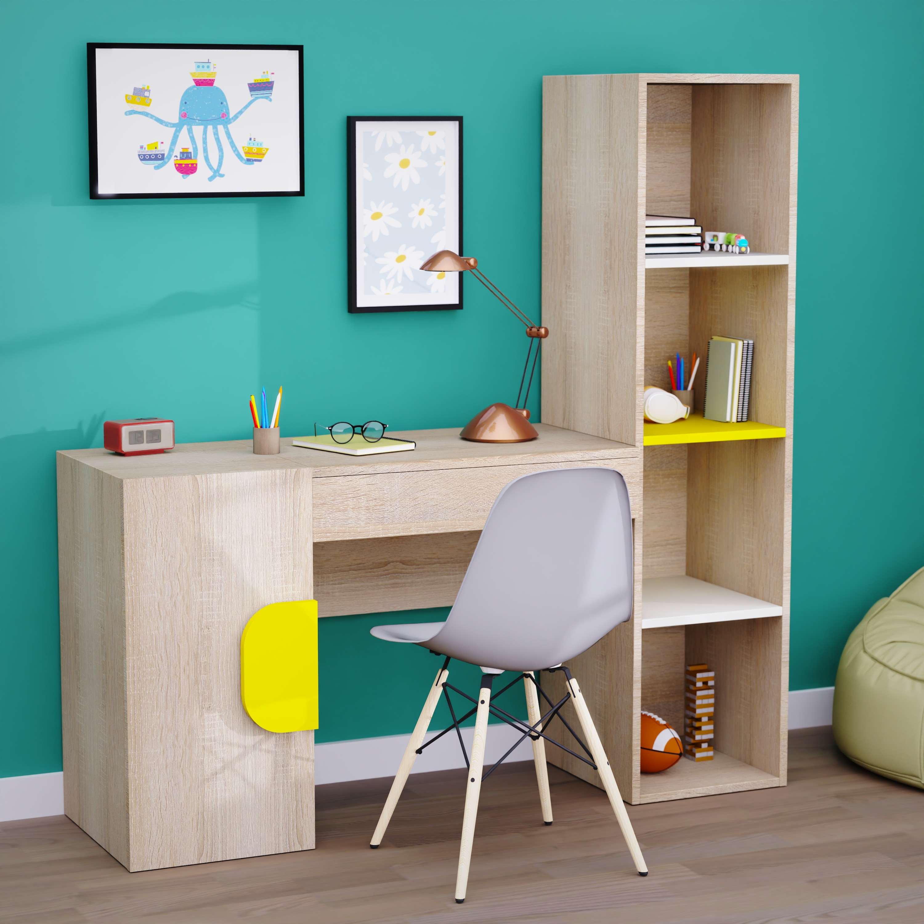 Joy Ride Study Table In Oak Colour