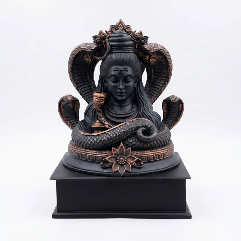 Devotional Divine Aura Shiva Statue in Brown and Gold Colour - Vedas