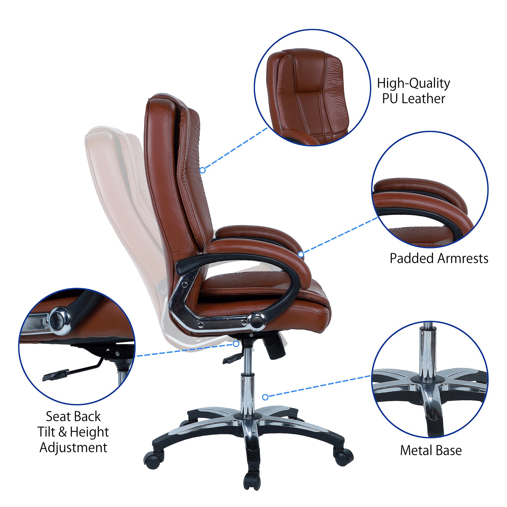 Pleash High Back Executive Chair in Ten Brown Colour