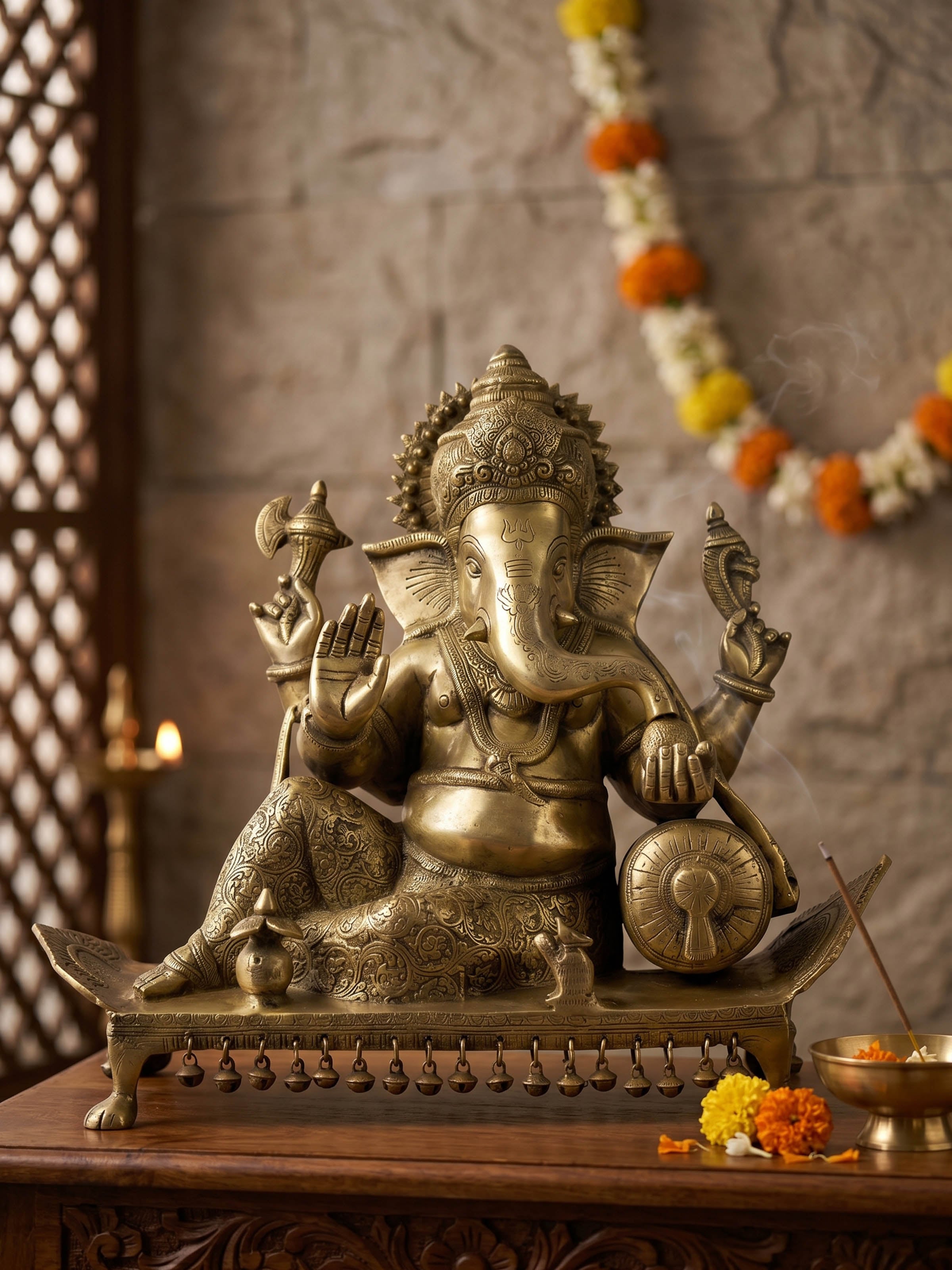 Brass Ganesha Sitting Idol