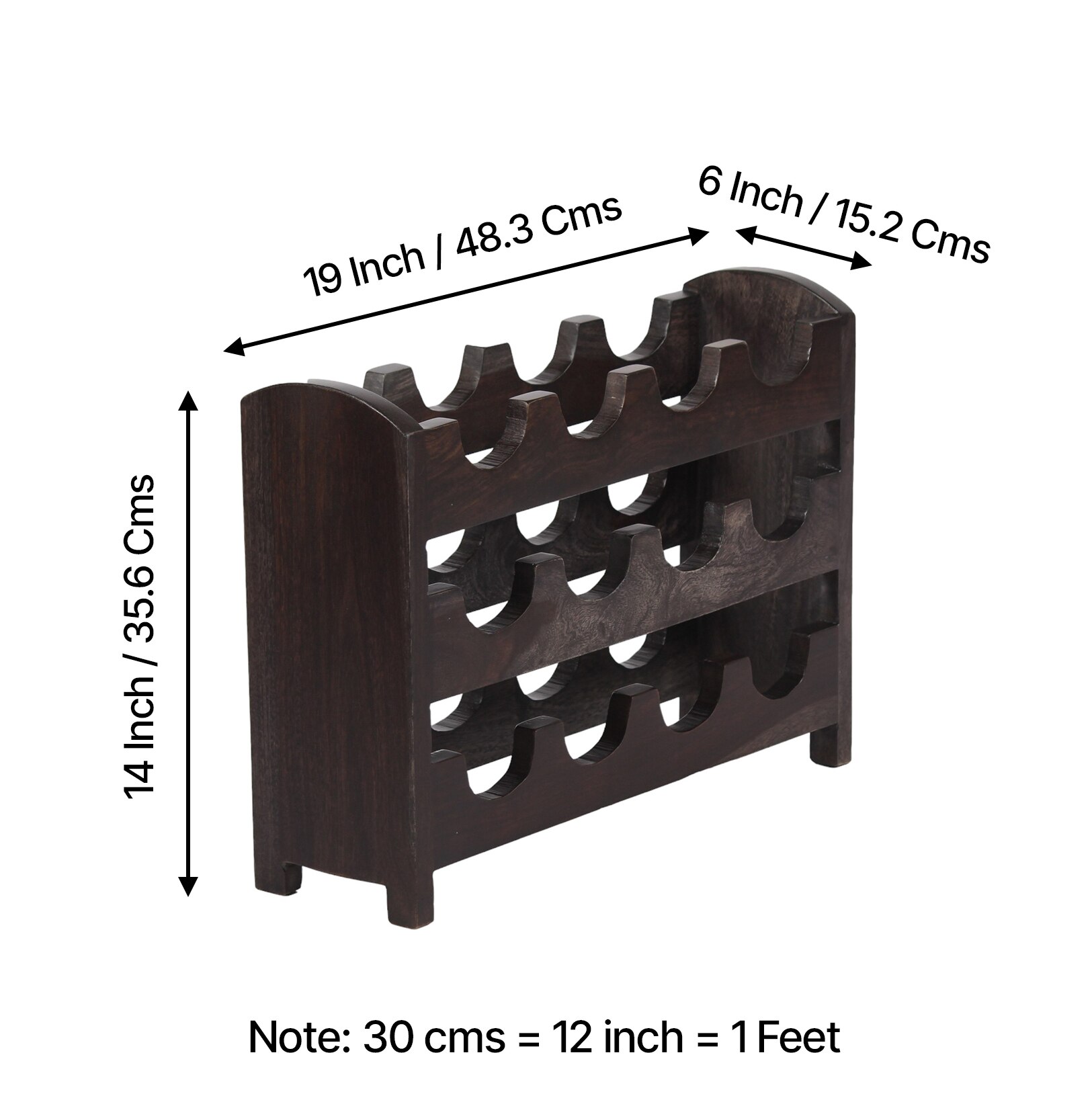 Kassel Sheesham Wood Wine Rack for 12 Bottles in Mahogany Finish