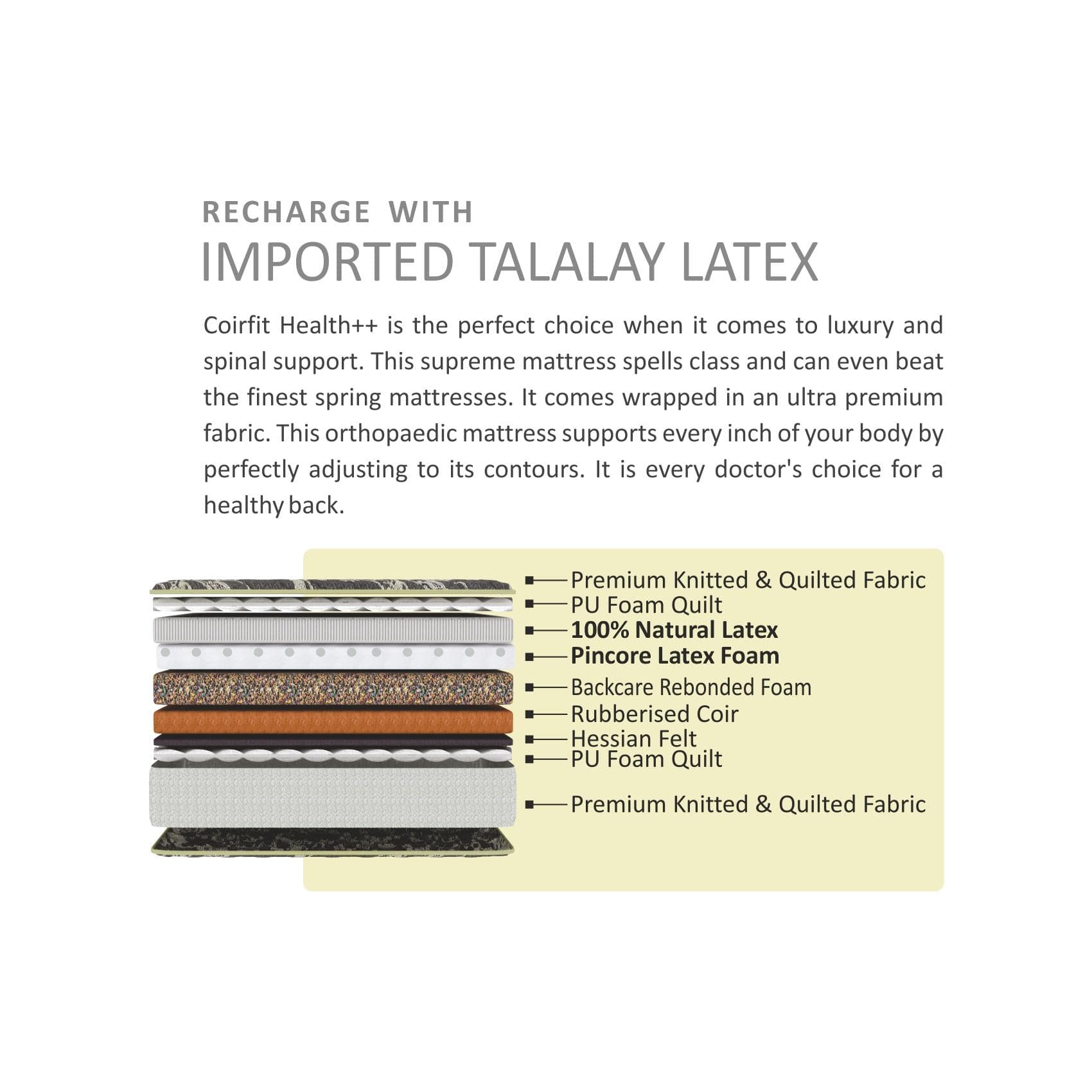 Health Plus Plus Active Orthopaedic Coir Mattress (72 x 30 in, 5 Inches)