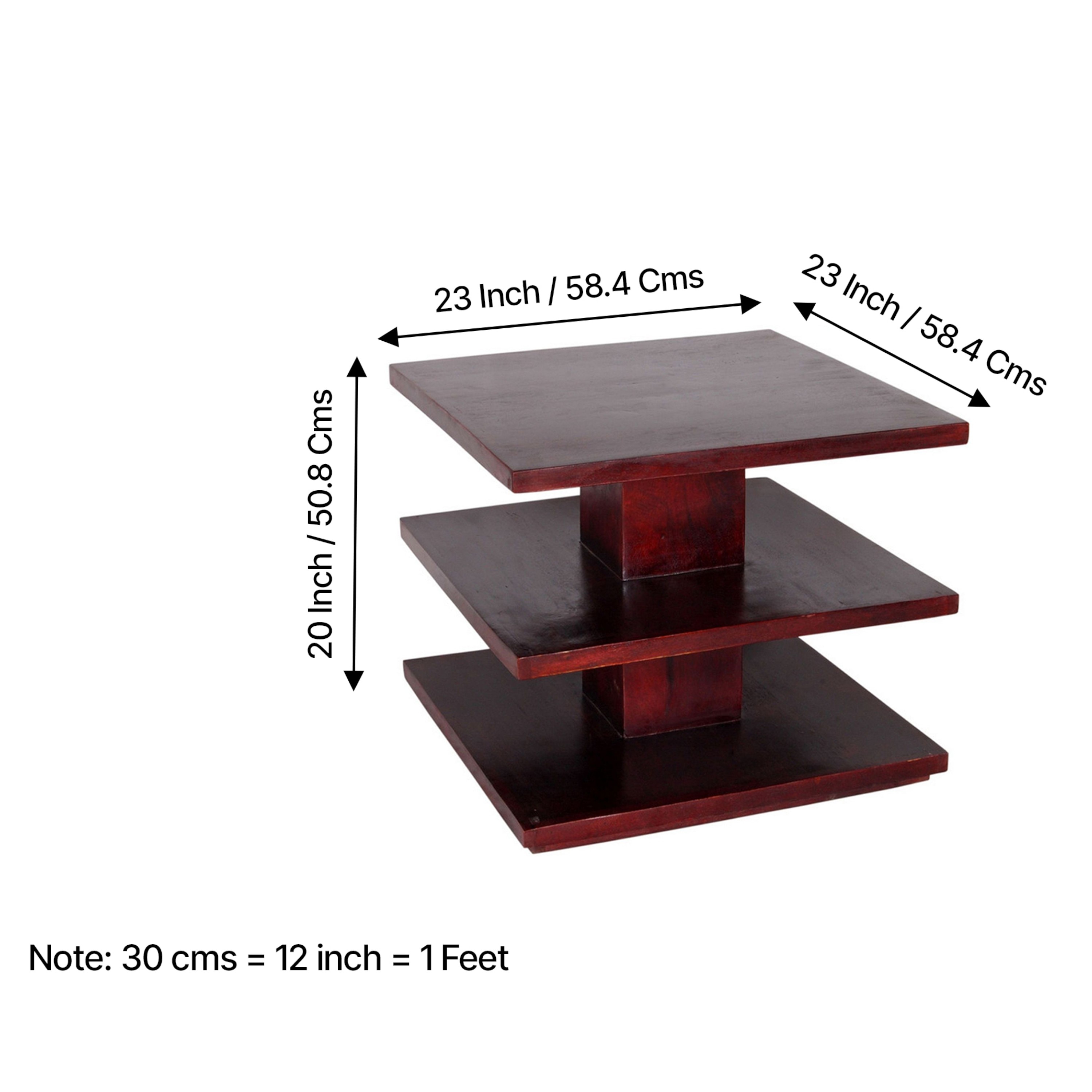 Thames Sheesham Wood Accent Square Coffee Table In Dark Walnut Finish