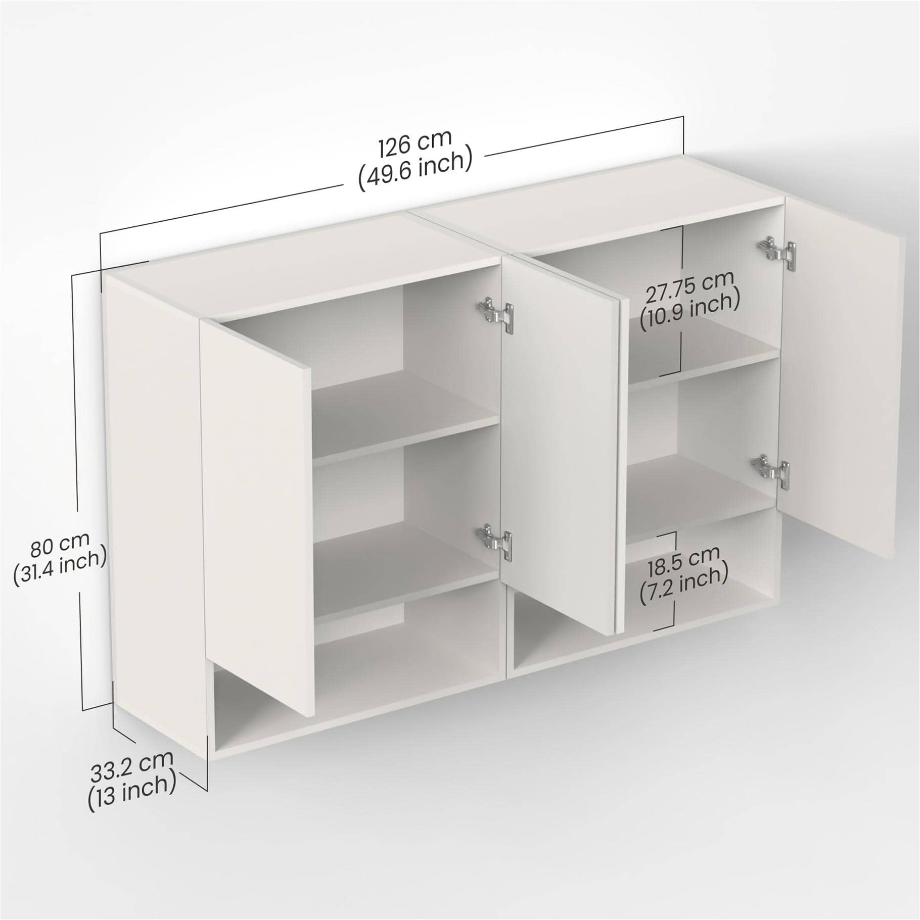 Opryt Engineered Wood Wall Mounted with Shelf Two Kitchen Cabinet Rack In White Finish