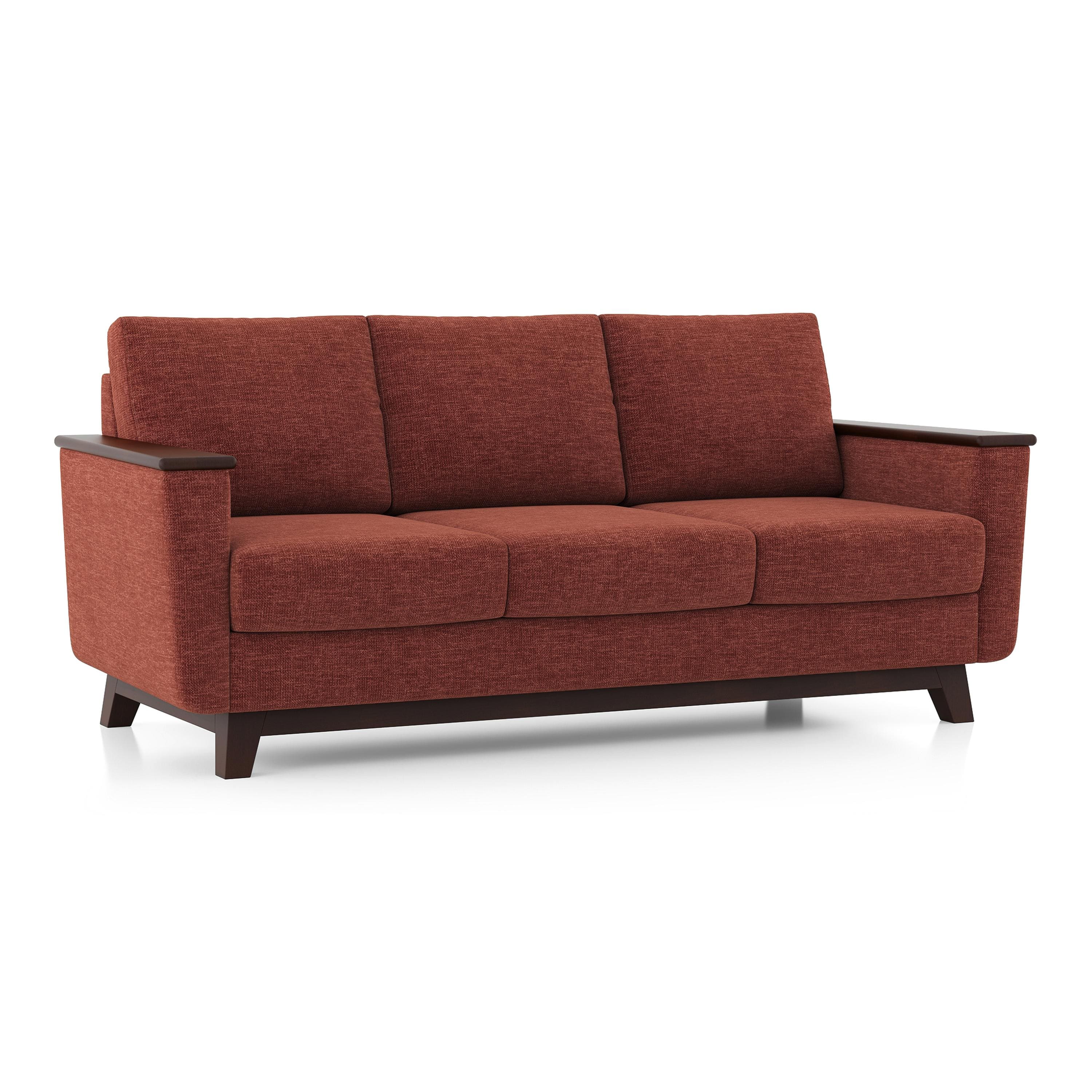 Corby Essential 3 Seater Fabric Sofa In Dark Coral
