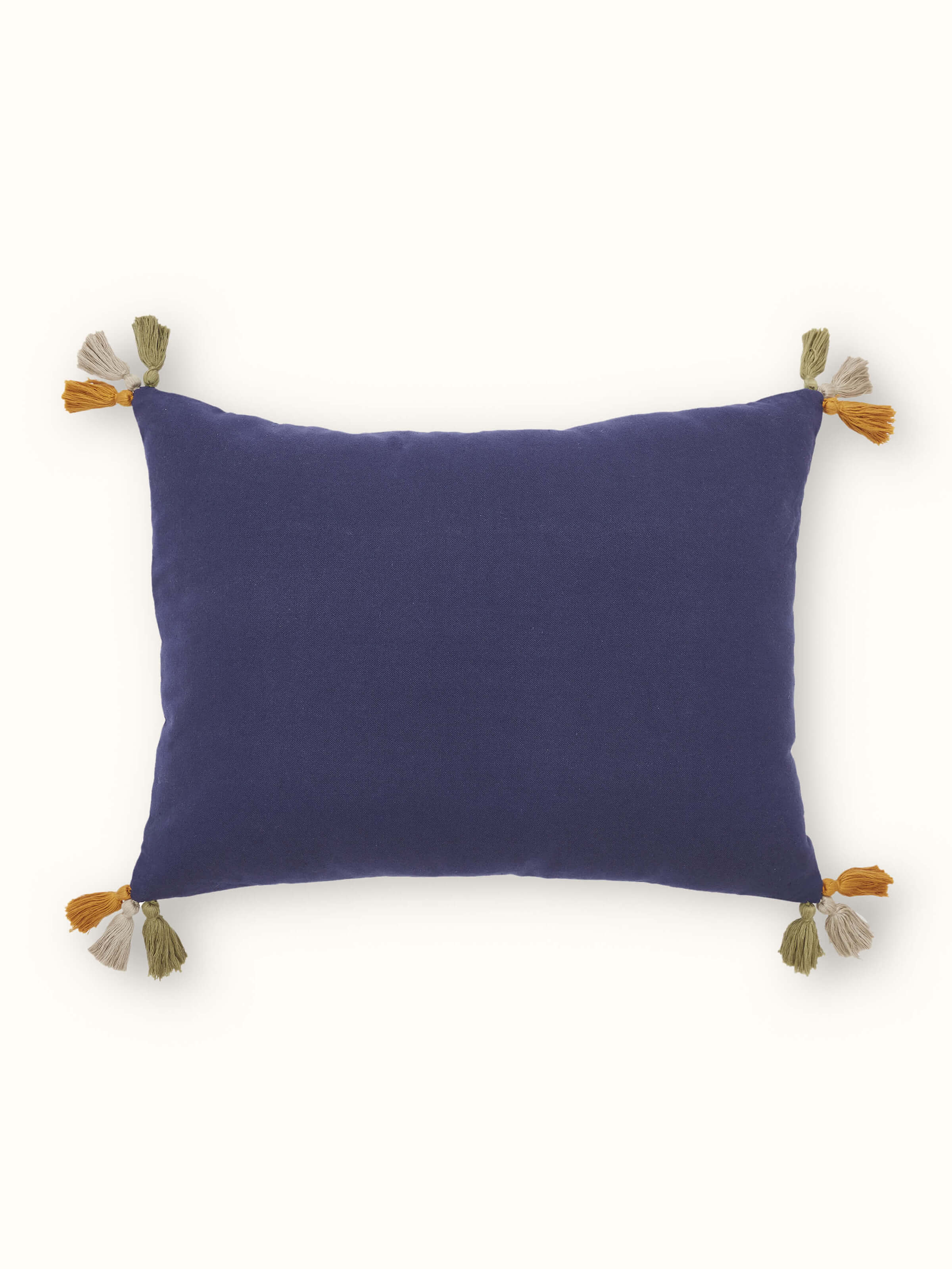 Neel Blue Border Cotton Suf Hand Embroidered Cushion Cover