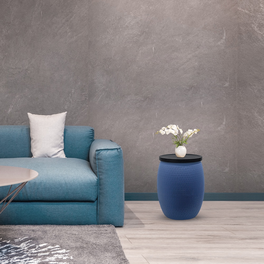 Metalsmith Circular Iron Bedside Table – Blue Finish - Metalsmith