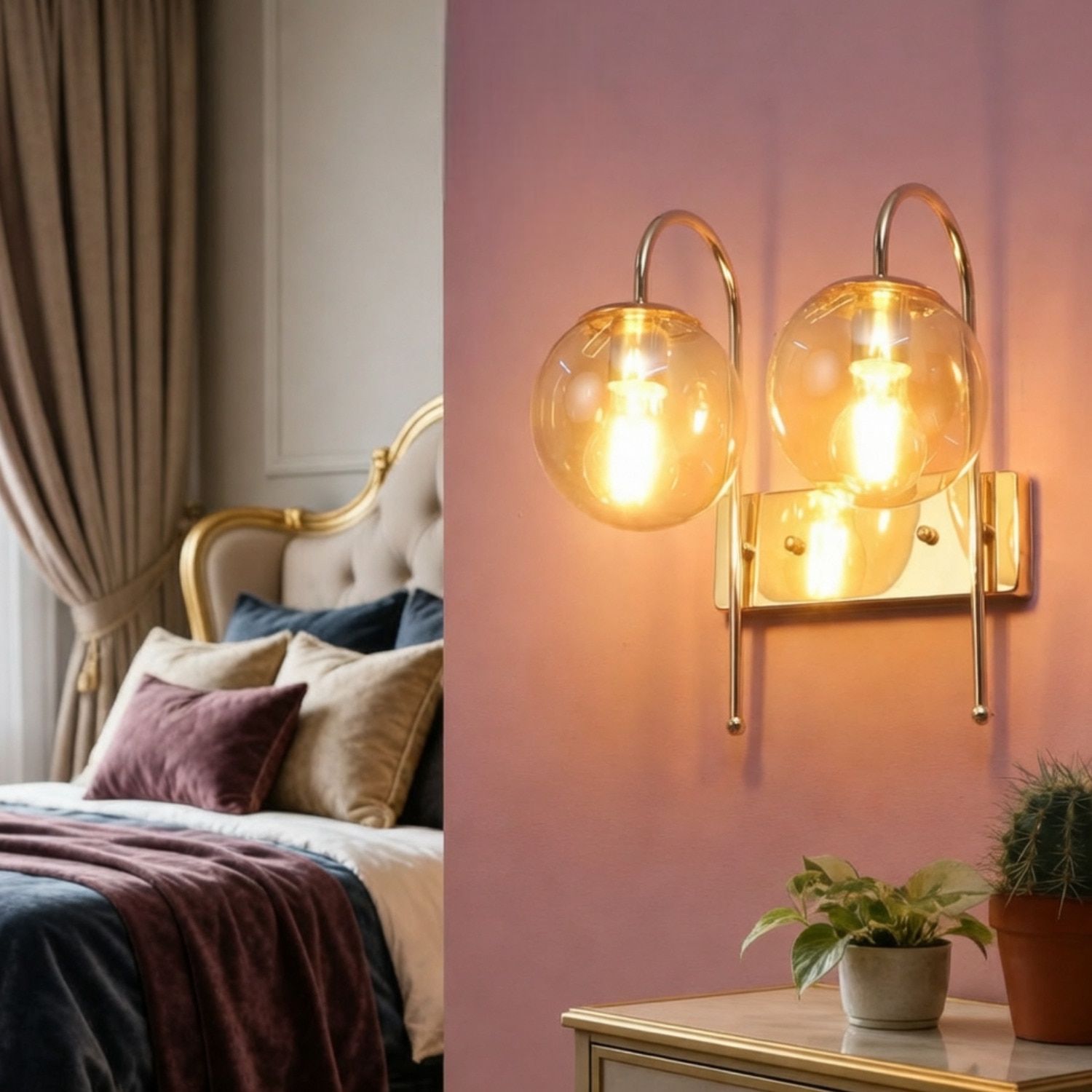 Eliante Modern Wall Lights Mild Steel & Glass Material Gold & Champaign Finish - Eliante