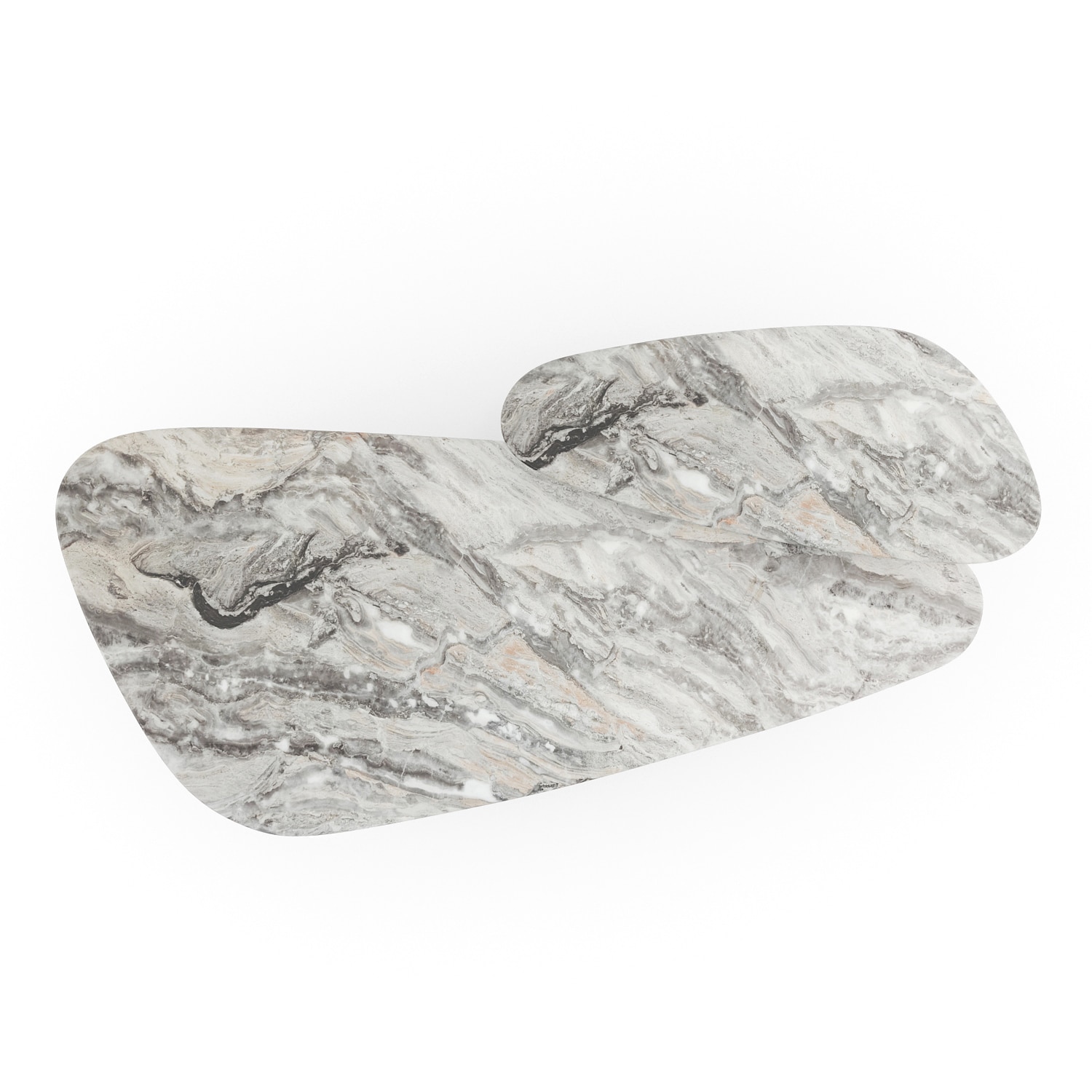 Leyton Metal Coffee Table In Fantasy Grey Marble And Chrome Finish Base