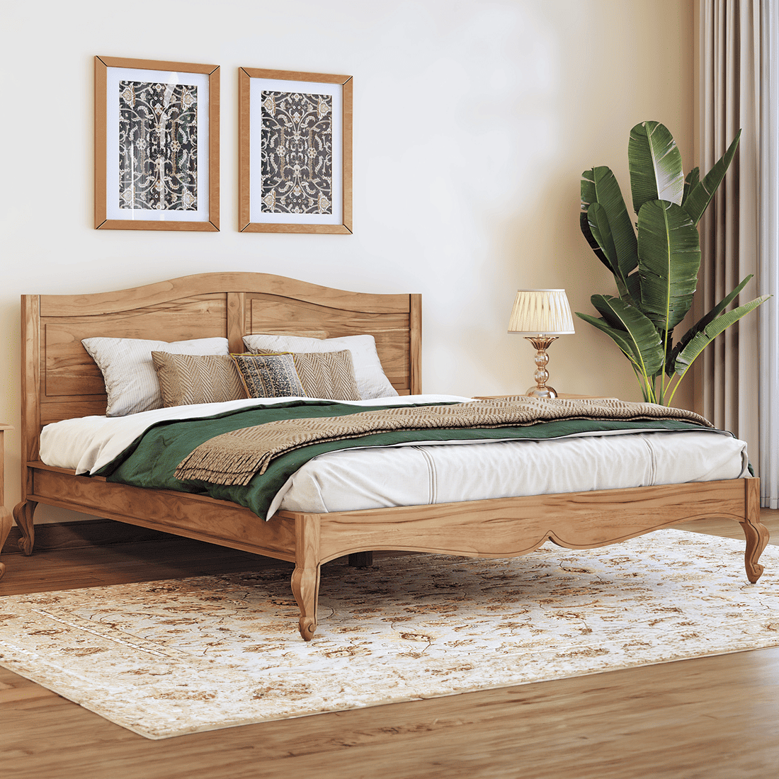 Taahira King Size Non Storage Bed In Natural Finish