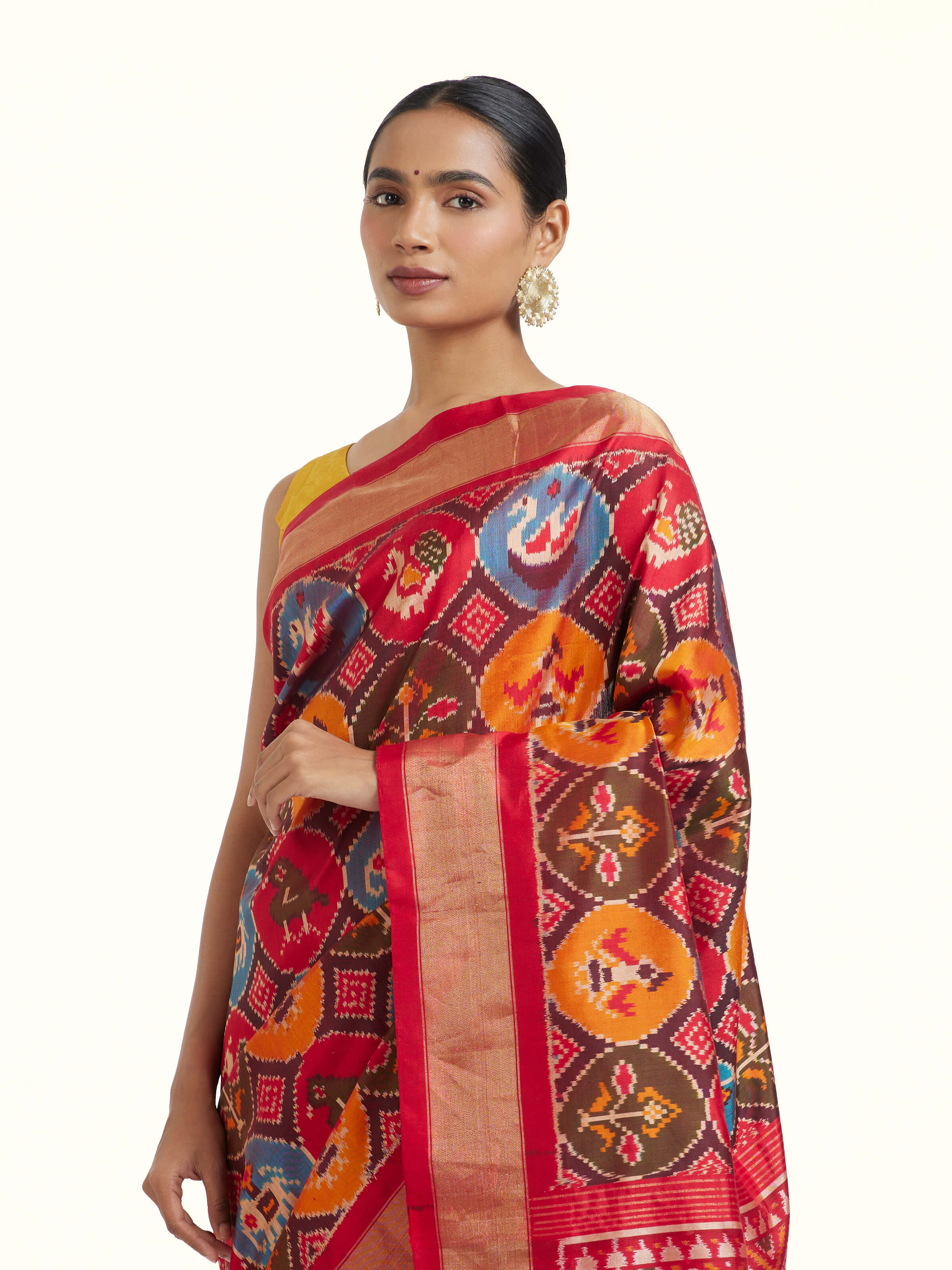 Red Pochampally Ikat Silk Saree