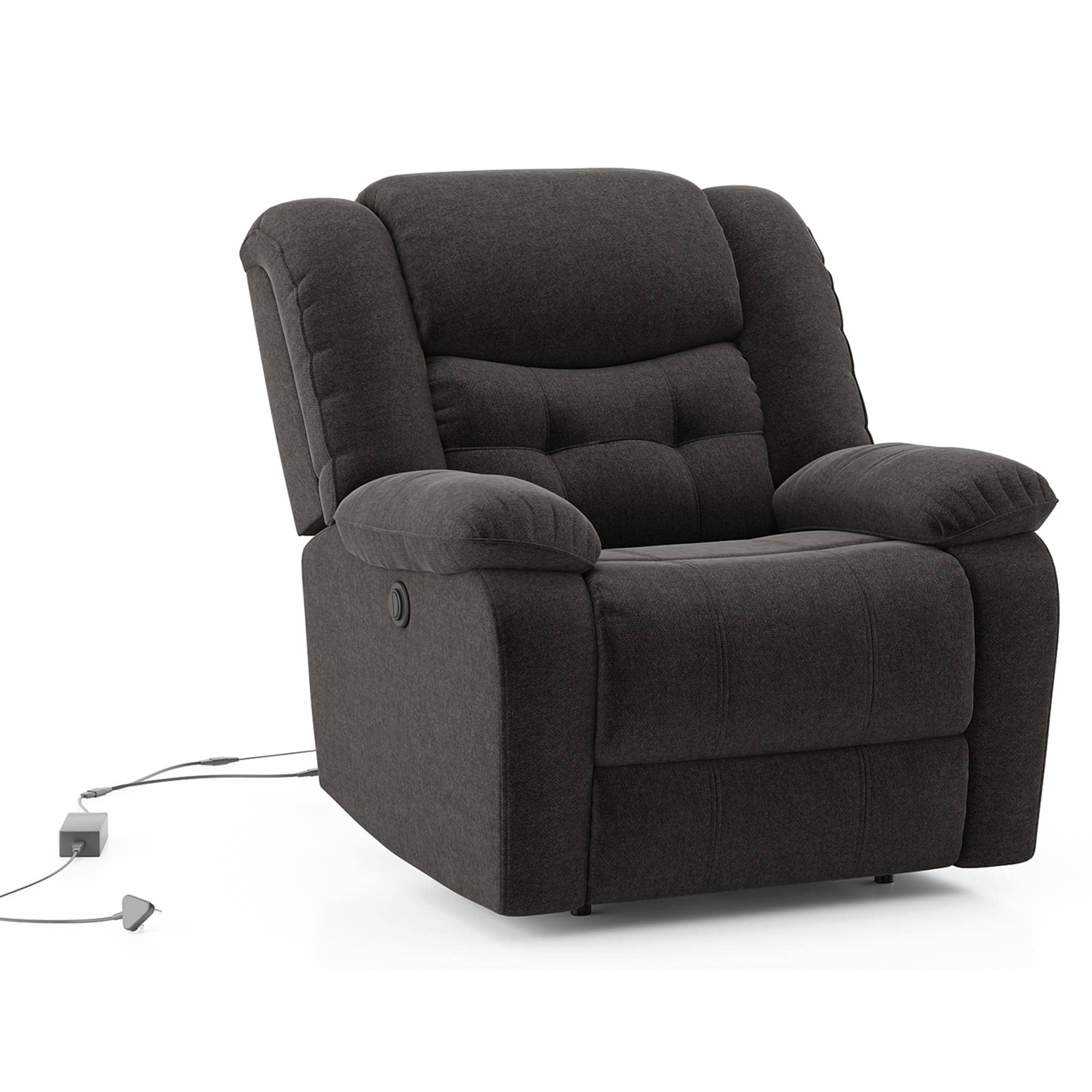 Theo Single Seater Motorized Recliner In Urban Grey Premium Chenille Fabric