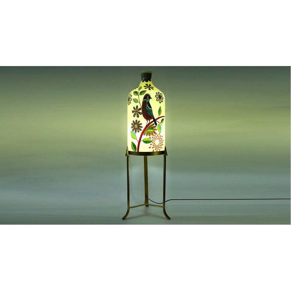 Scarlette White Glass Shade Floor Lamp With White Metal Base