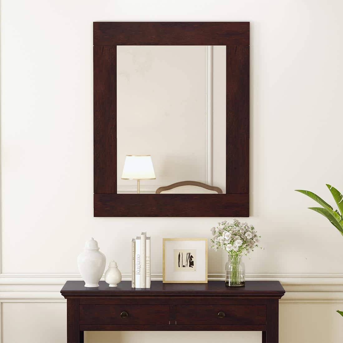 Venus Solid Wood Wall Mirror Frame in Mango Walnut Finish