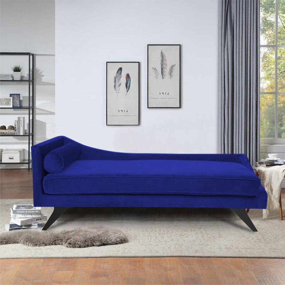 Euclid Velvet Chaise Launger in Navy Blue Colour