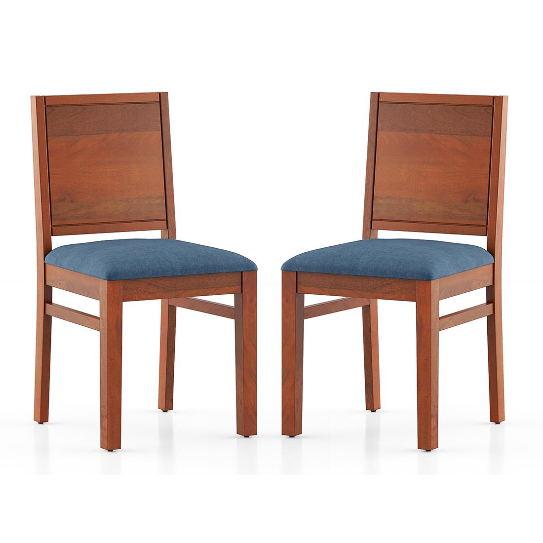 Atlas Dining Chairs Set Of 2 Finish Honey Colour Baltic Blue