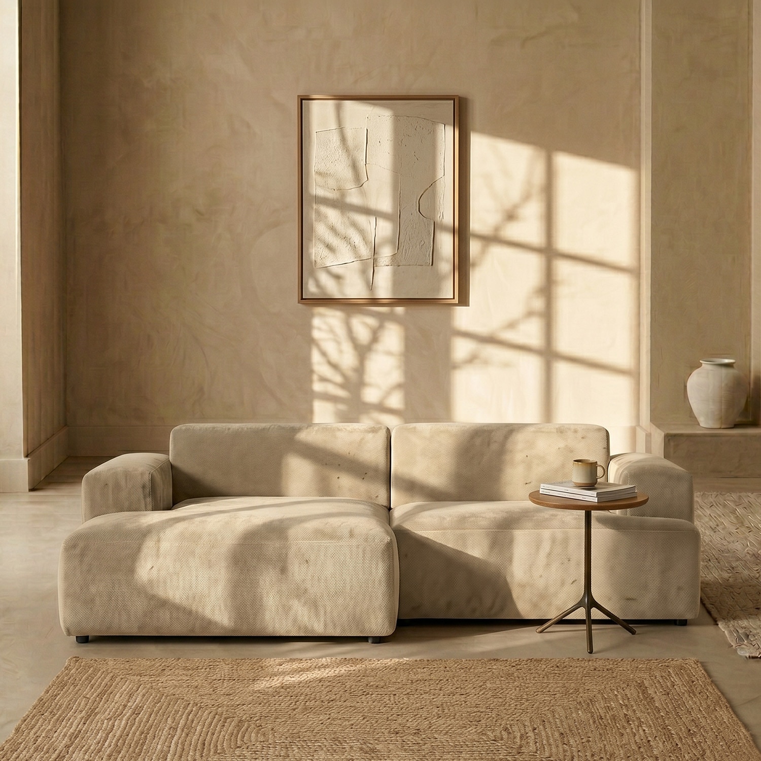 Sophisticated Wood Right Aligned 2-Seater With Upholstery Non Storage Sofa In Grey Colour - Nestroots