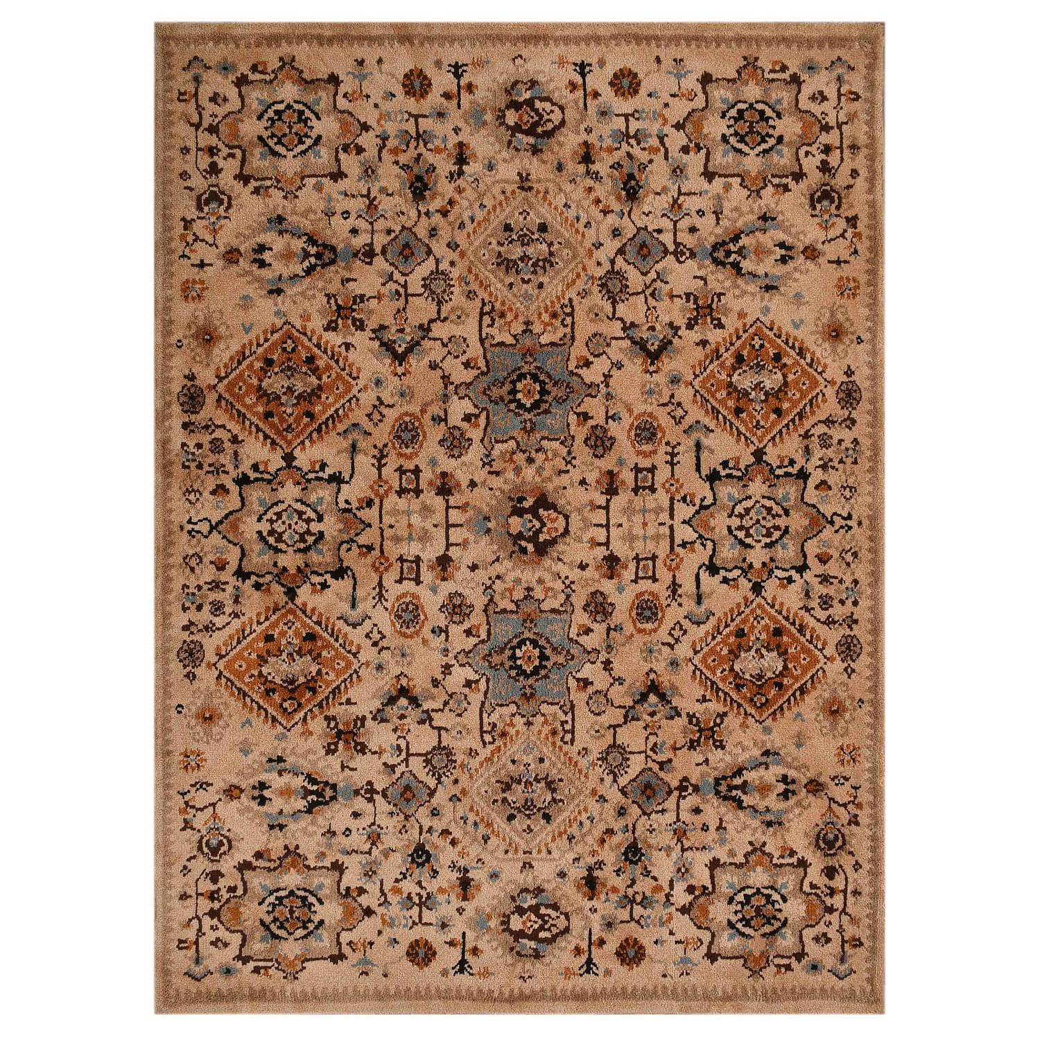 Multicolor Traditional Machine Made Polyester 4 X 6 Feet Carpet