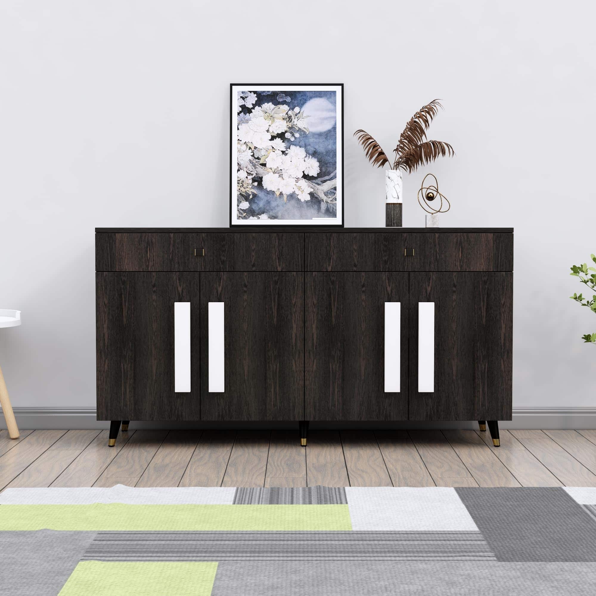 Hexa Red Multipurpose Storage Cabinet With 2 Drawer 4 Door in Flower Wenge Colour - HexaRed