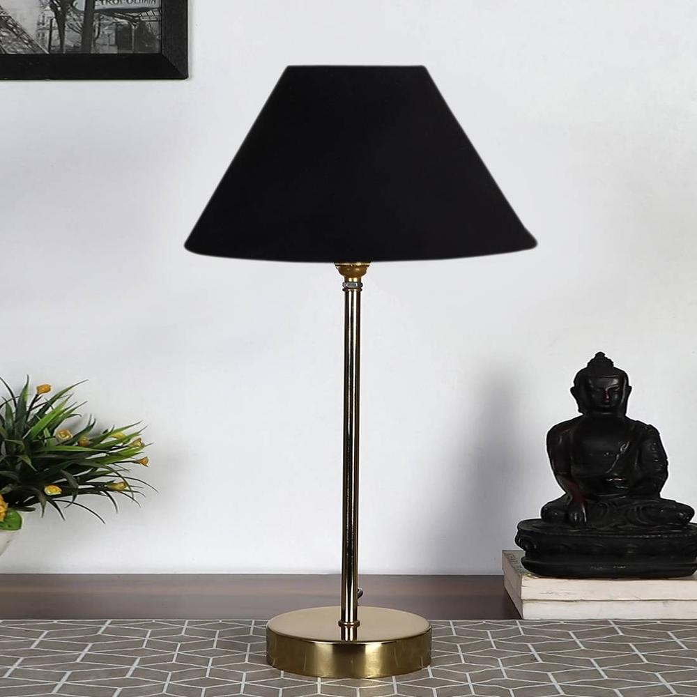 Black cotton with Metal Gold Table Lamp