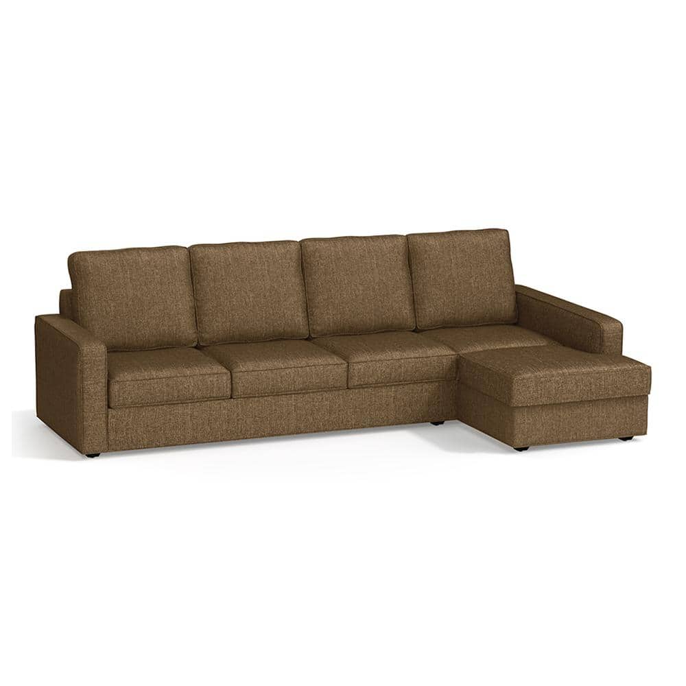 Apollo Compact Sofa (Colour : Dune, Cushion : Hard, Back Type : High Back, Seating Capacity : Right Aligned 3 Seater + Right Aligned Chaise + Ottoman)