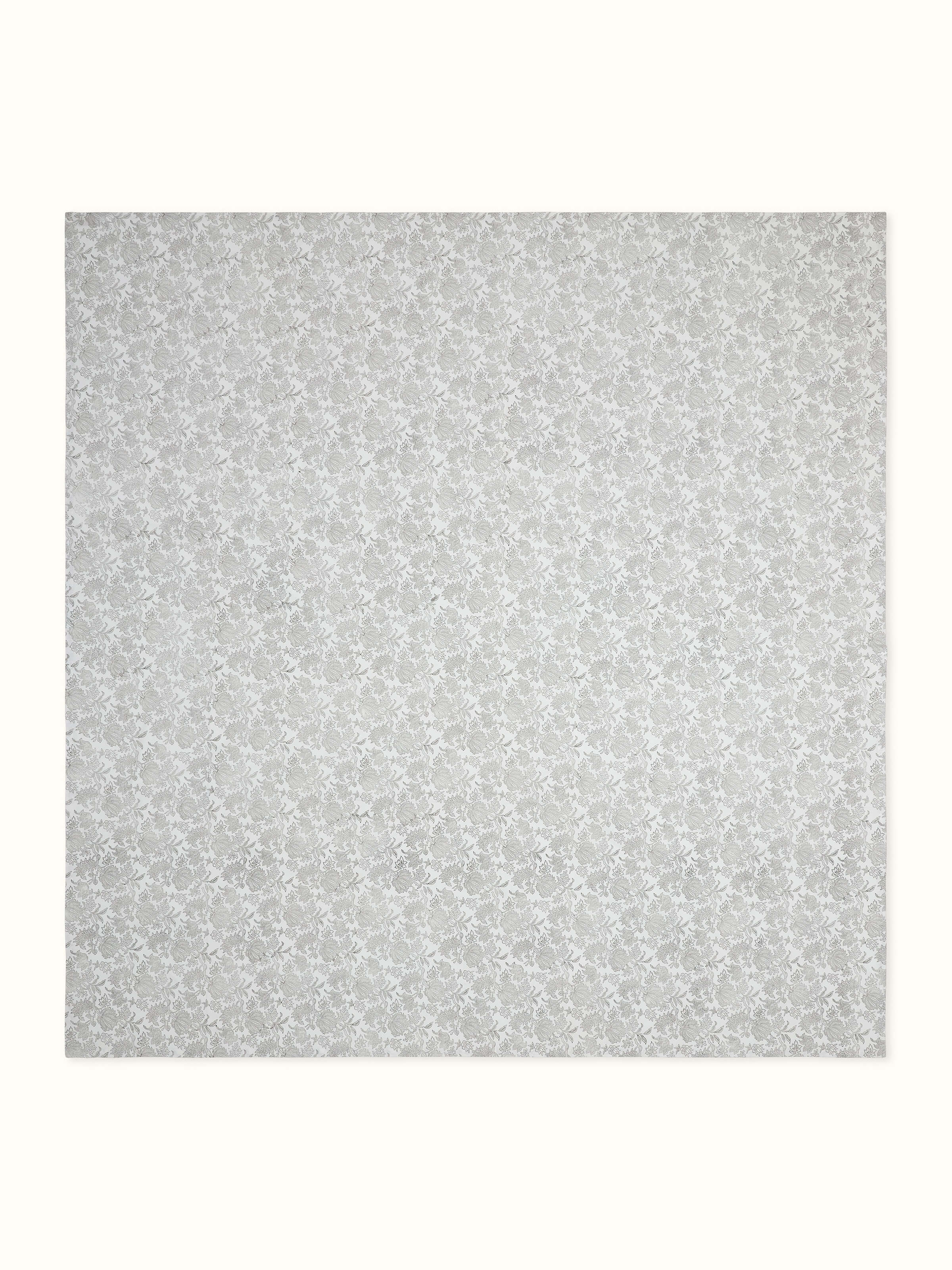 Alternate front view of grey floral Sanganeri king-size cotton bedsheet set by Swadesh