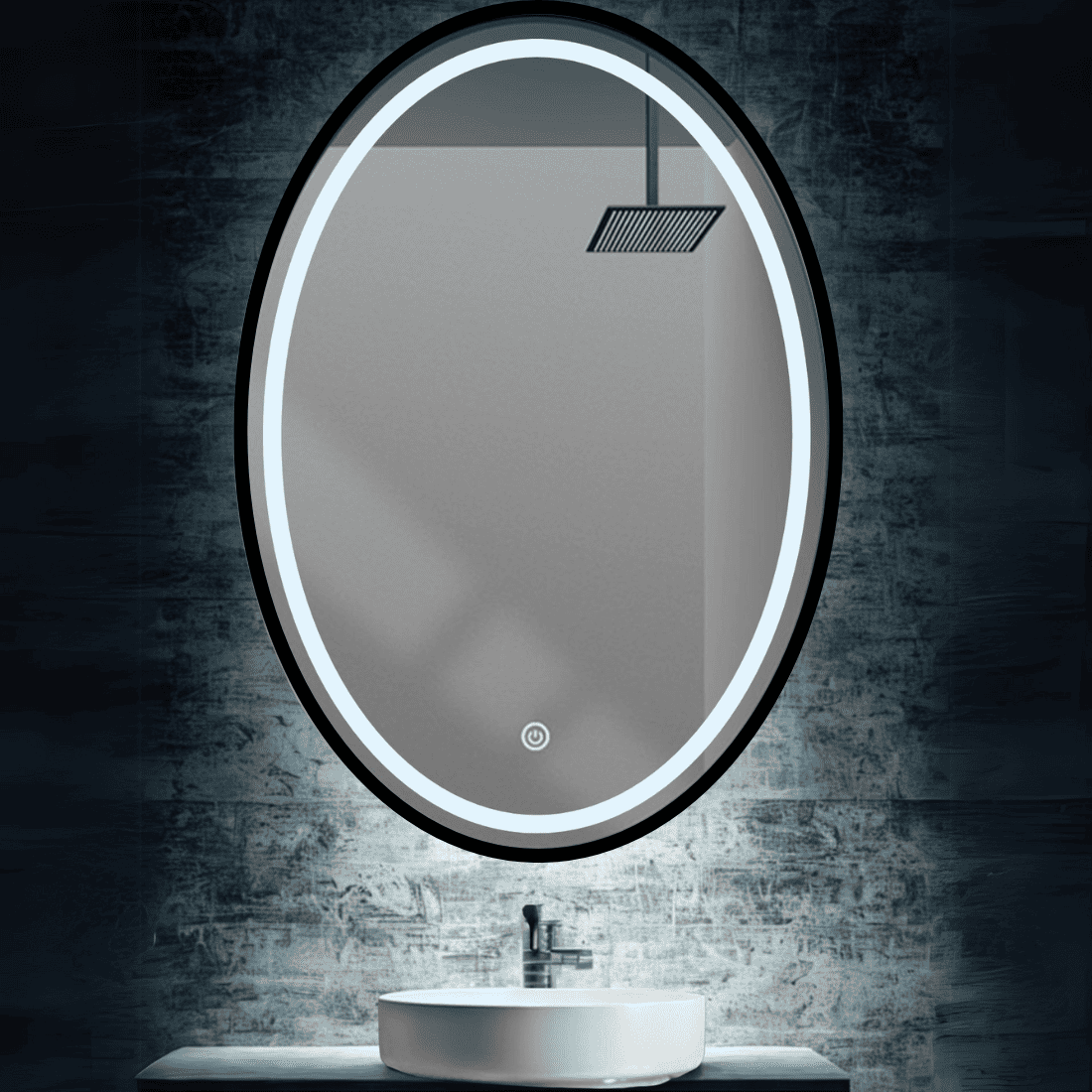 Oval Framed LED  Mirror Black Matte Gold Rose Gold Brushed Silver