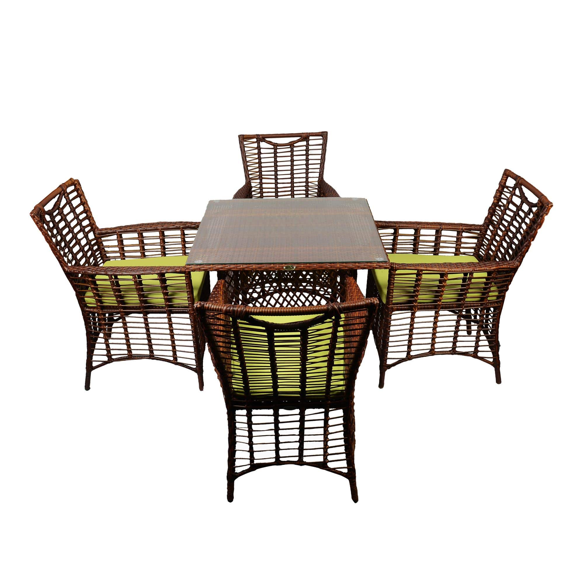 Taree  Wicker Table And Chair Set In Brown Dual Tone Finish