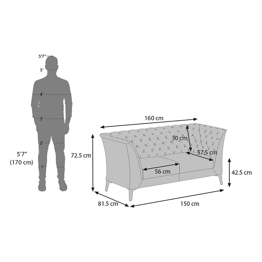 Weston 2 Seater Premium Italian Leather Sofa In Polaris