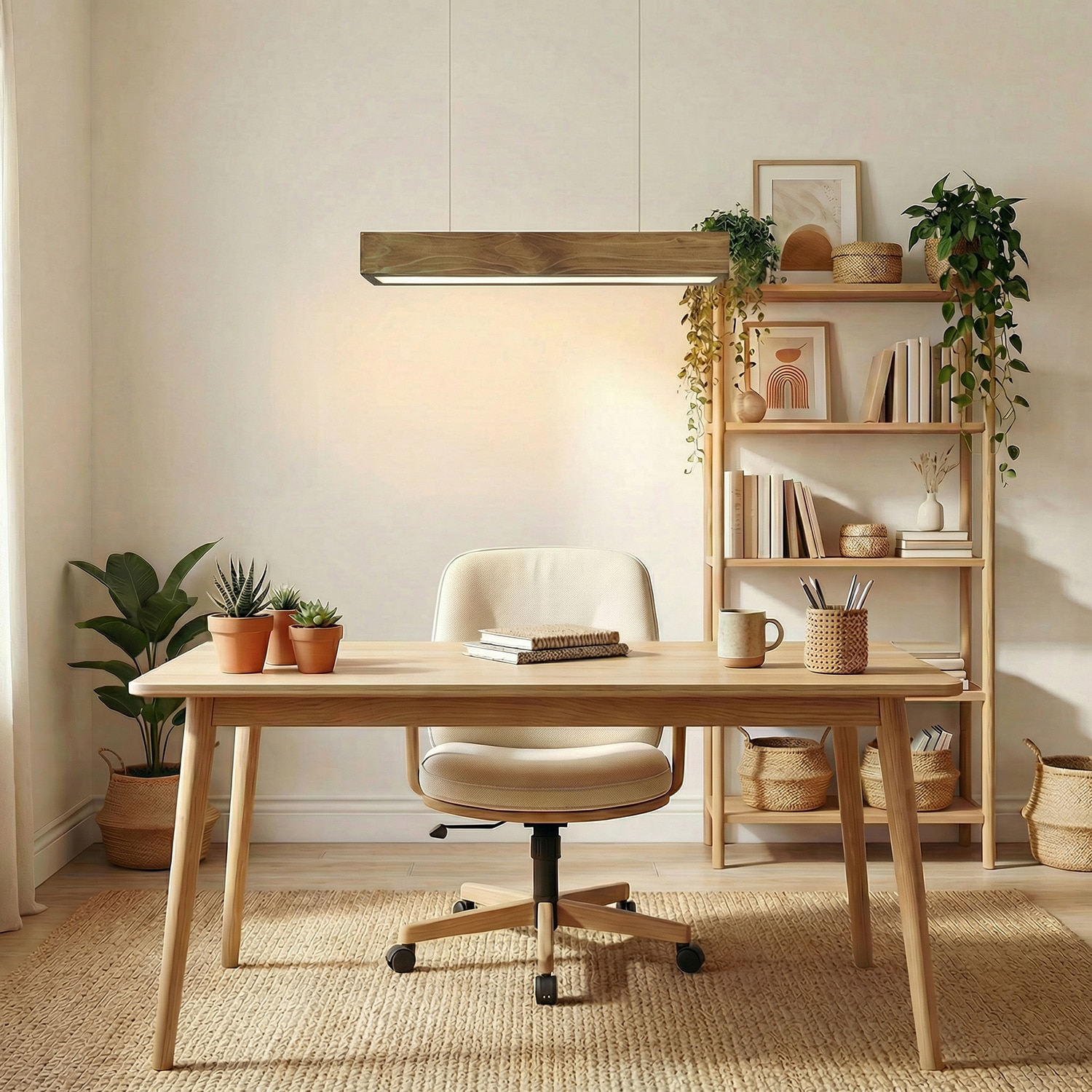 Clara 24 Brown Wooden LED Hanging Lamp