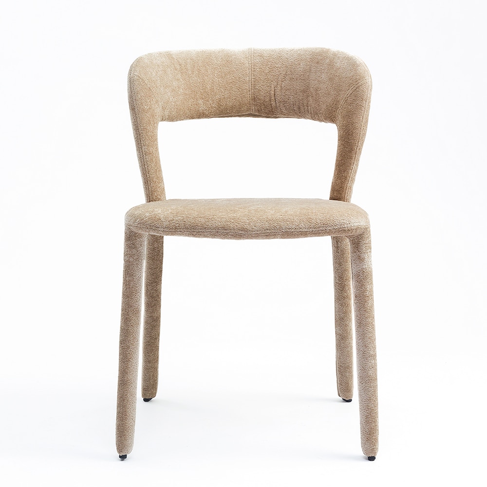 Opale Fabric Dining Chair in Light Brown Colour - Living Shape