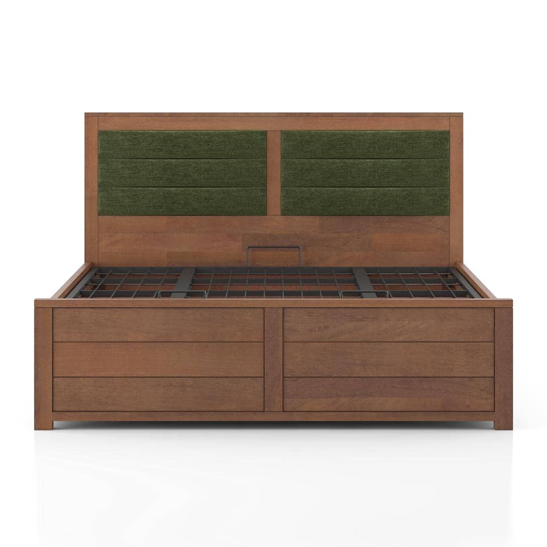 Ritz Solid Wood Hydraulic Storage King Size Bed in Amber Walnut Finish