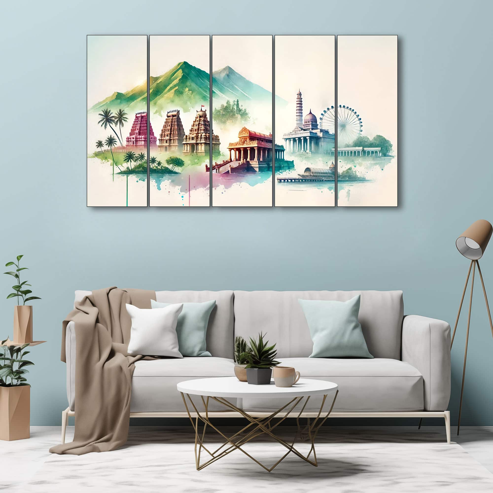 The Castle Decor Temple Art Wall Painting Wooden Framed 27x48 Inch - The Castle Decor