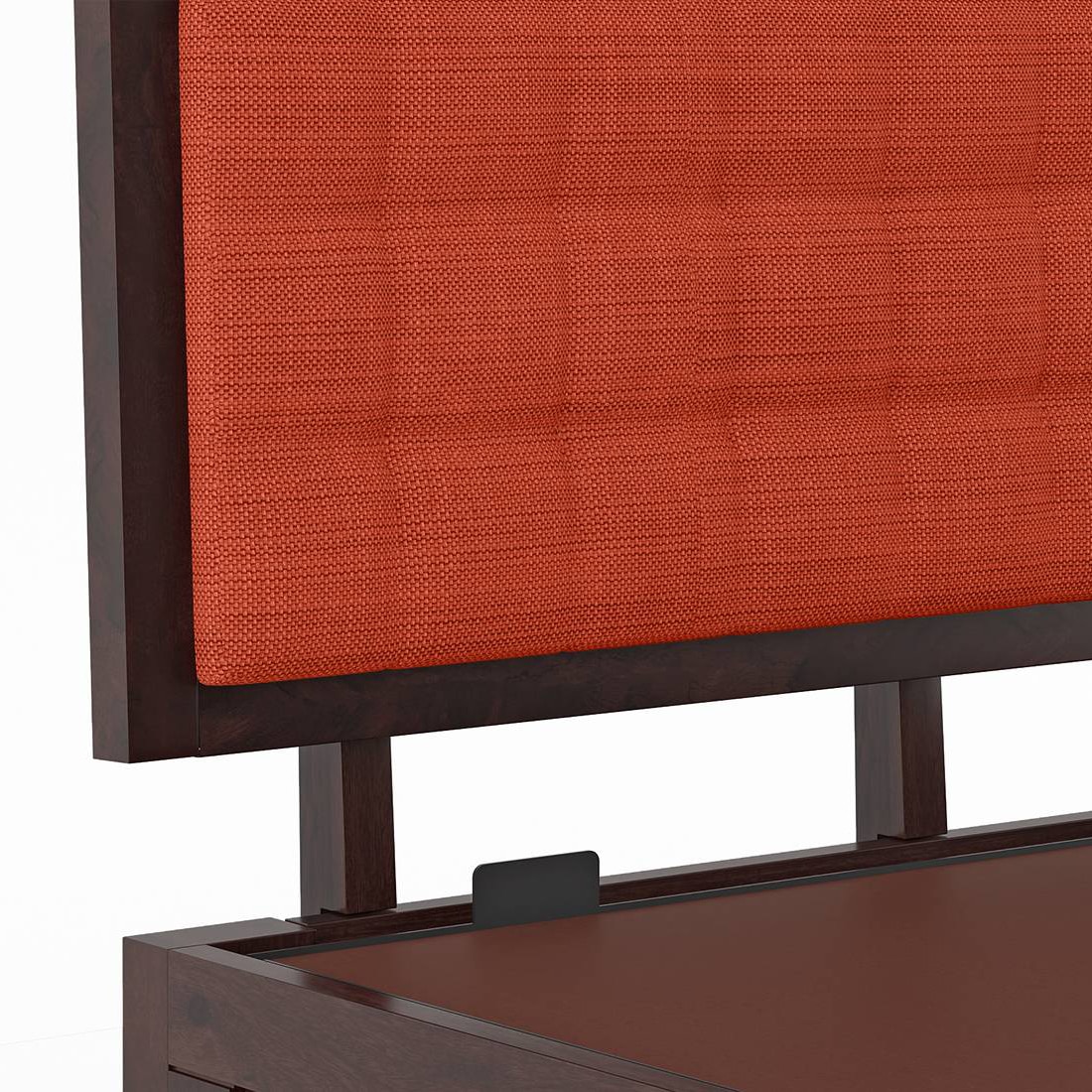 Florence Queen Size Solid Wood Hydraulic Storage Bed In Mahogany Finish & Lava Colour