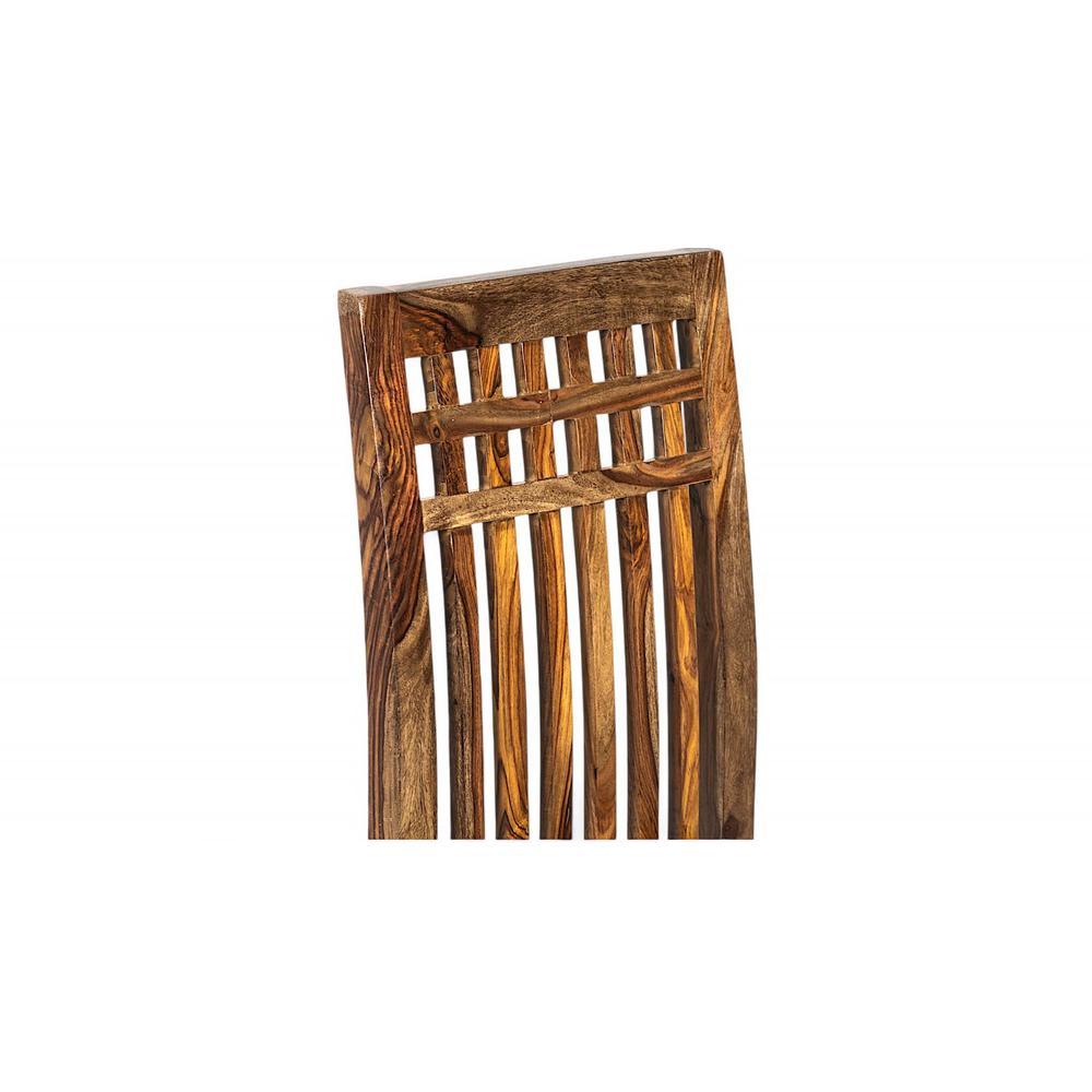 Columbus wood Set of 2 Dining Chairs in Anchor Grey Fabric Cushioning with TEAK FINISH
