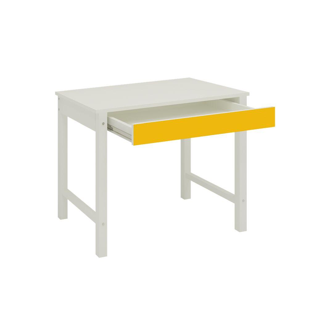 Mystica Kids Solid Wood Study Desk with Drawer in Ivory Mango Yellow Colour
