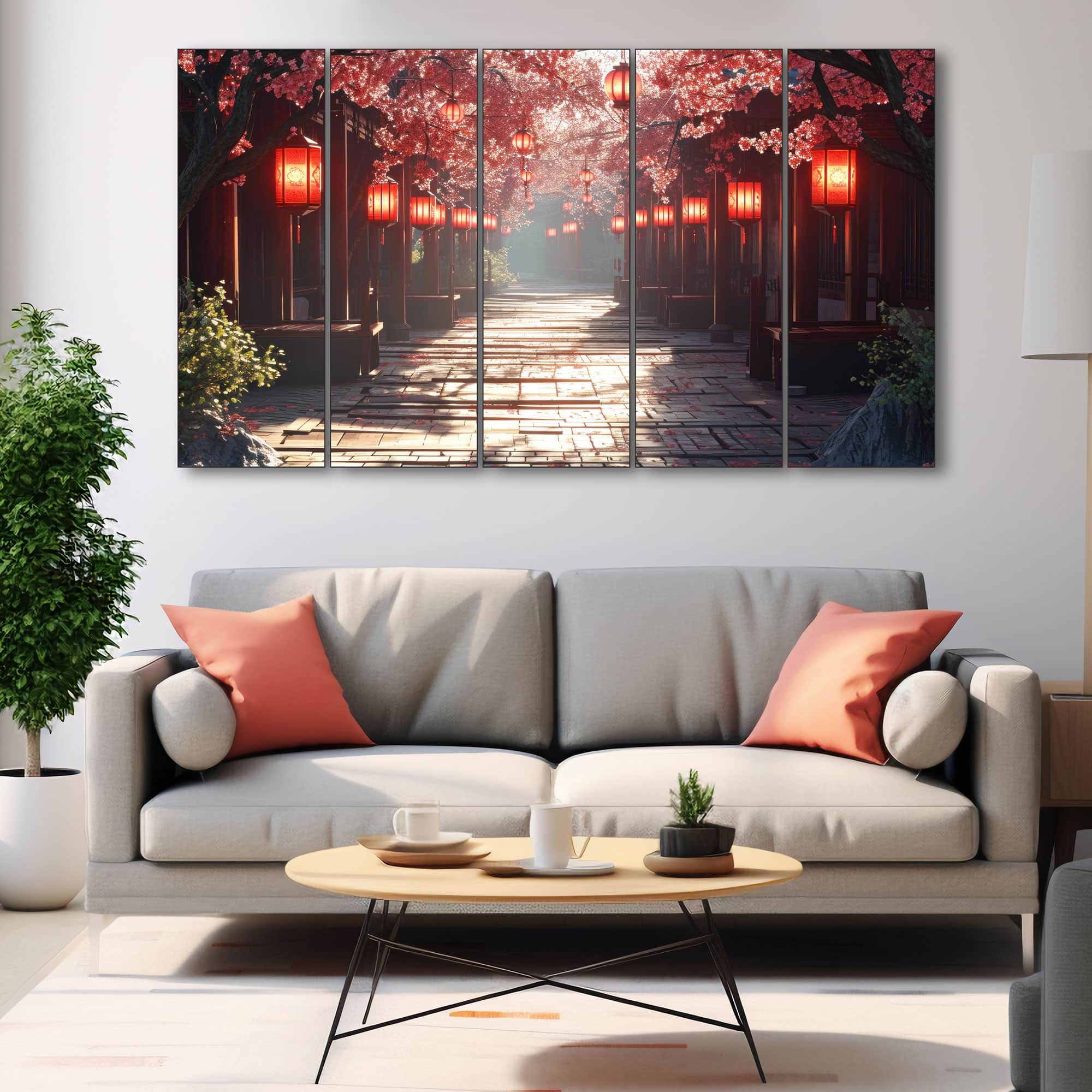 The Castle Decor Japanese Art Wall Painting Wooden Framed 27x48 Inch (Style 3) - The Castle Decor