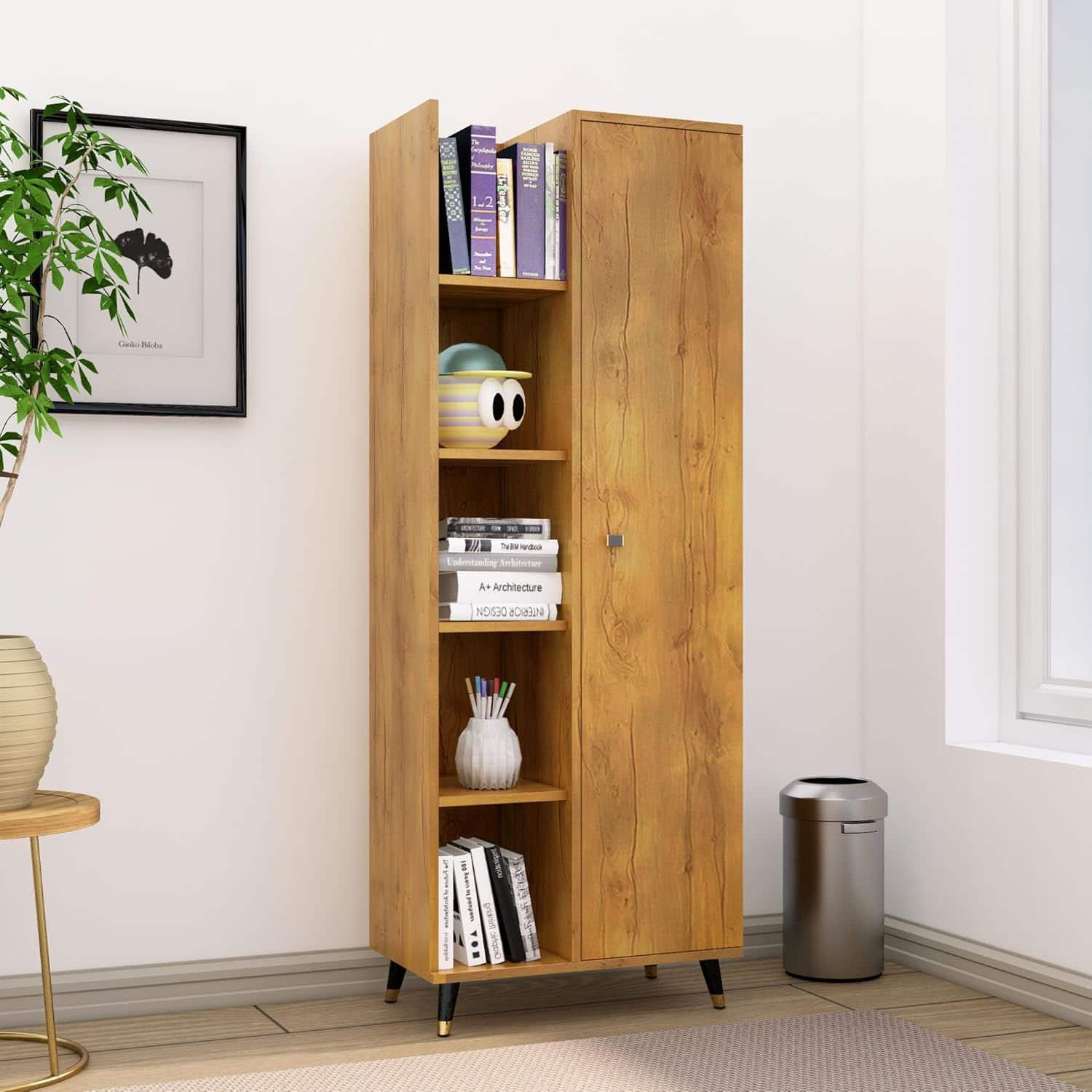 Hexa Engineered Wood Bookshelf Multipurpose Storage Rack in Giant Wood - HexaRed
