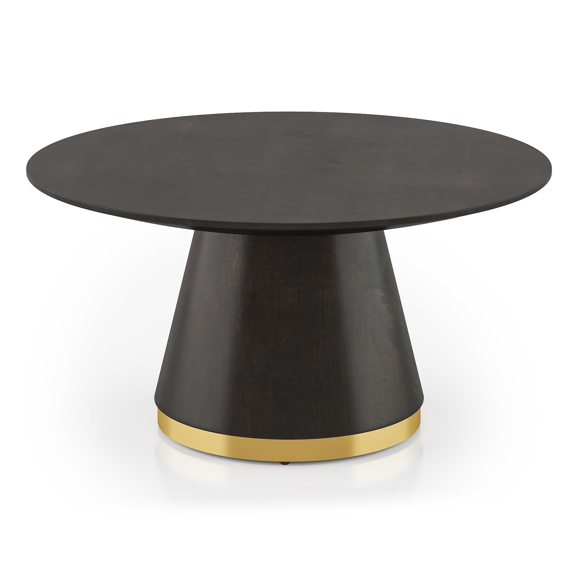 Odin Round Solid Wood Coffee Table In Mocha Walnut Finish