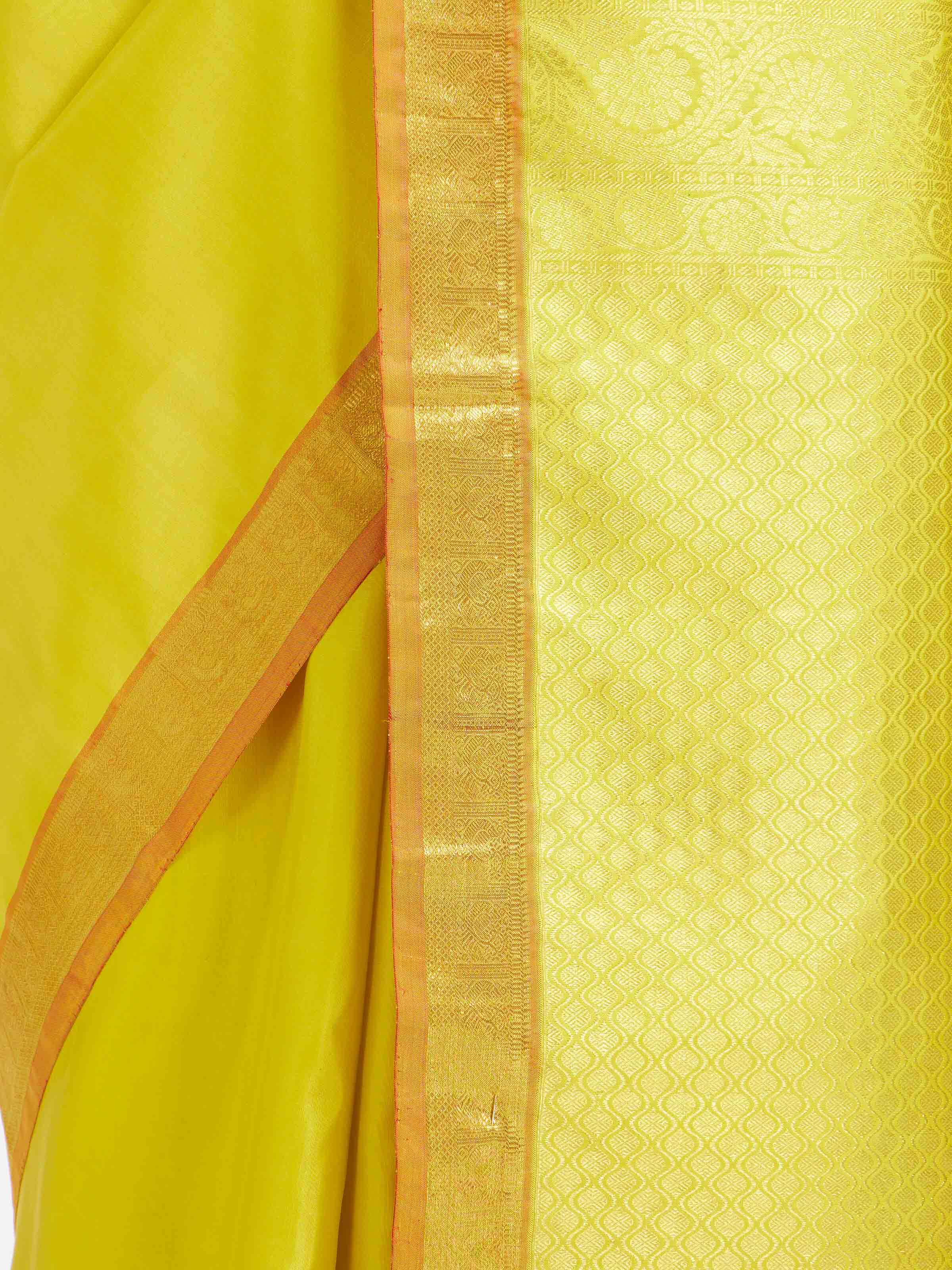 Mustard Silk Dharmavaram Saree