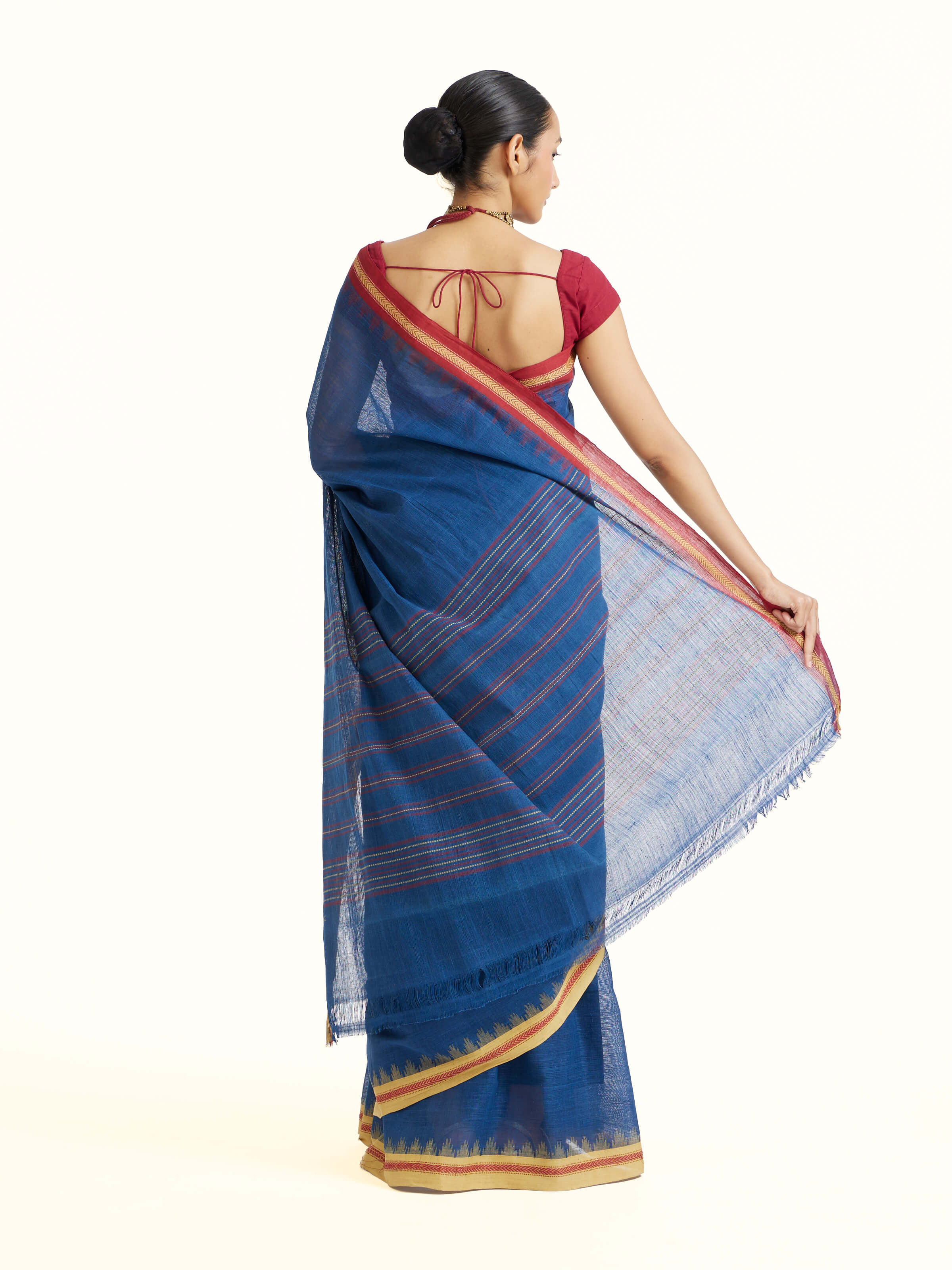 Blue Natural Dyed Cotton Saree