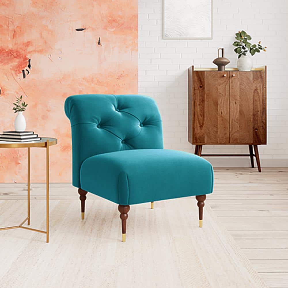 Tybalt Accent chair Velvet in T Blue Color